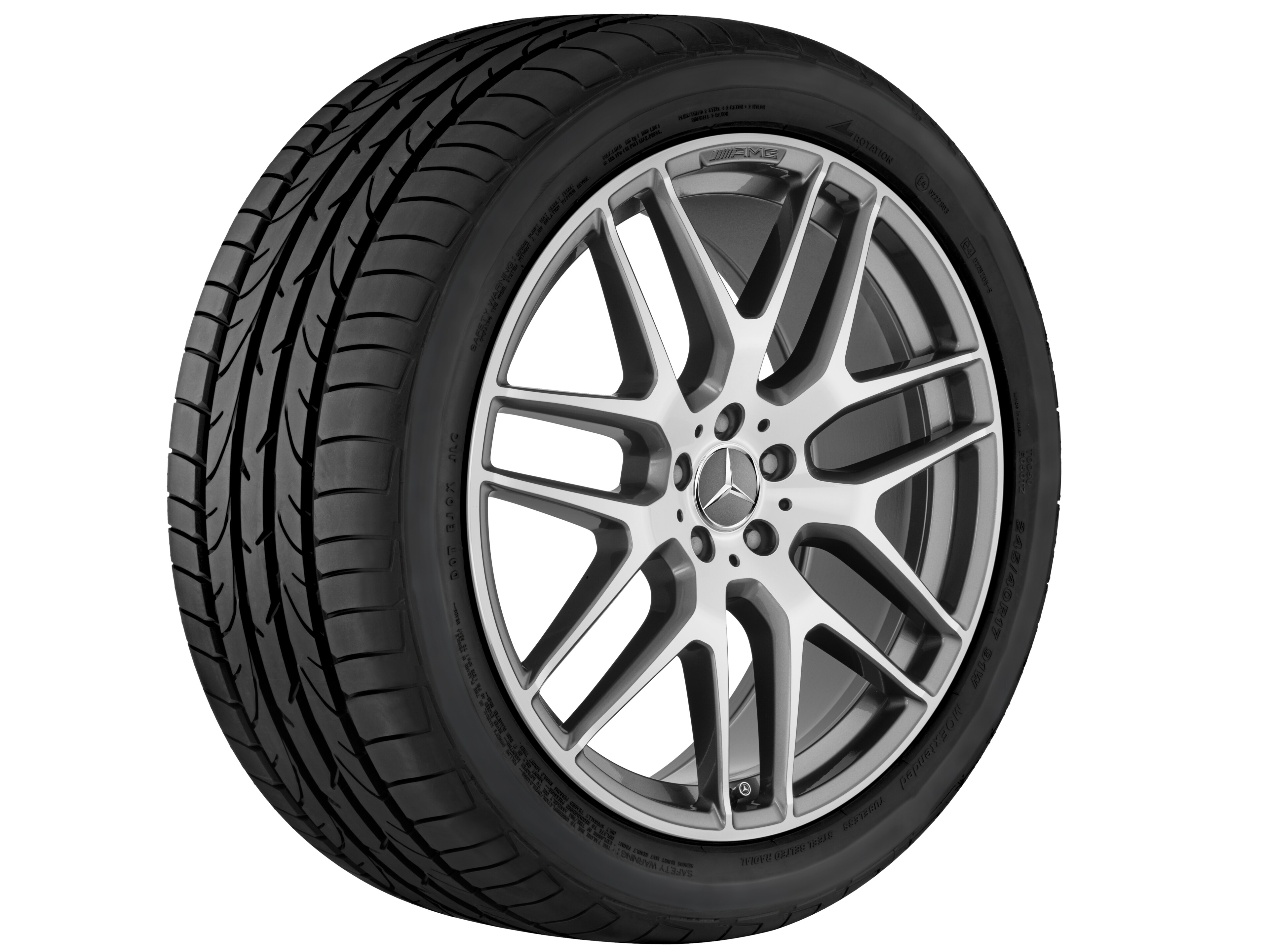 AMG light-alloy wheel, in cross-spoke design, 53.3 cm (21-inch) - 10 J x 21 ET 46, titanium grey, high-sheen