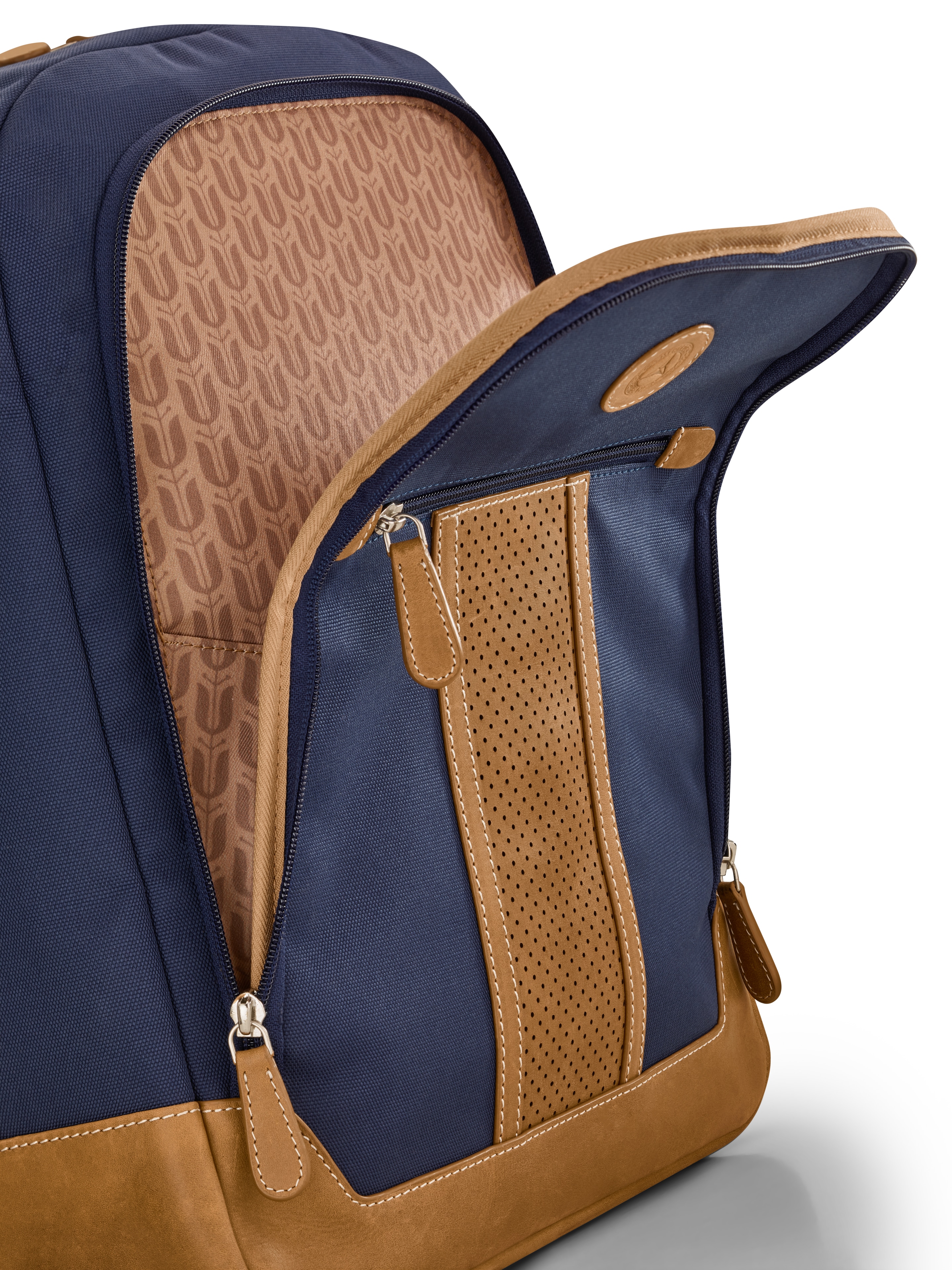 Rucksack - blue / cognac, Polyester (recycled)