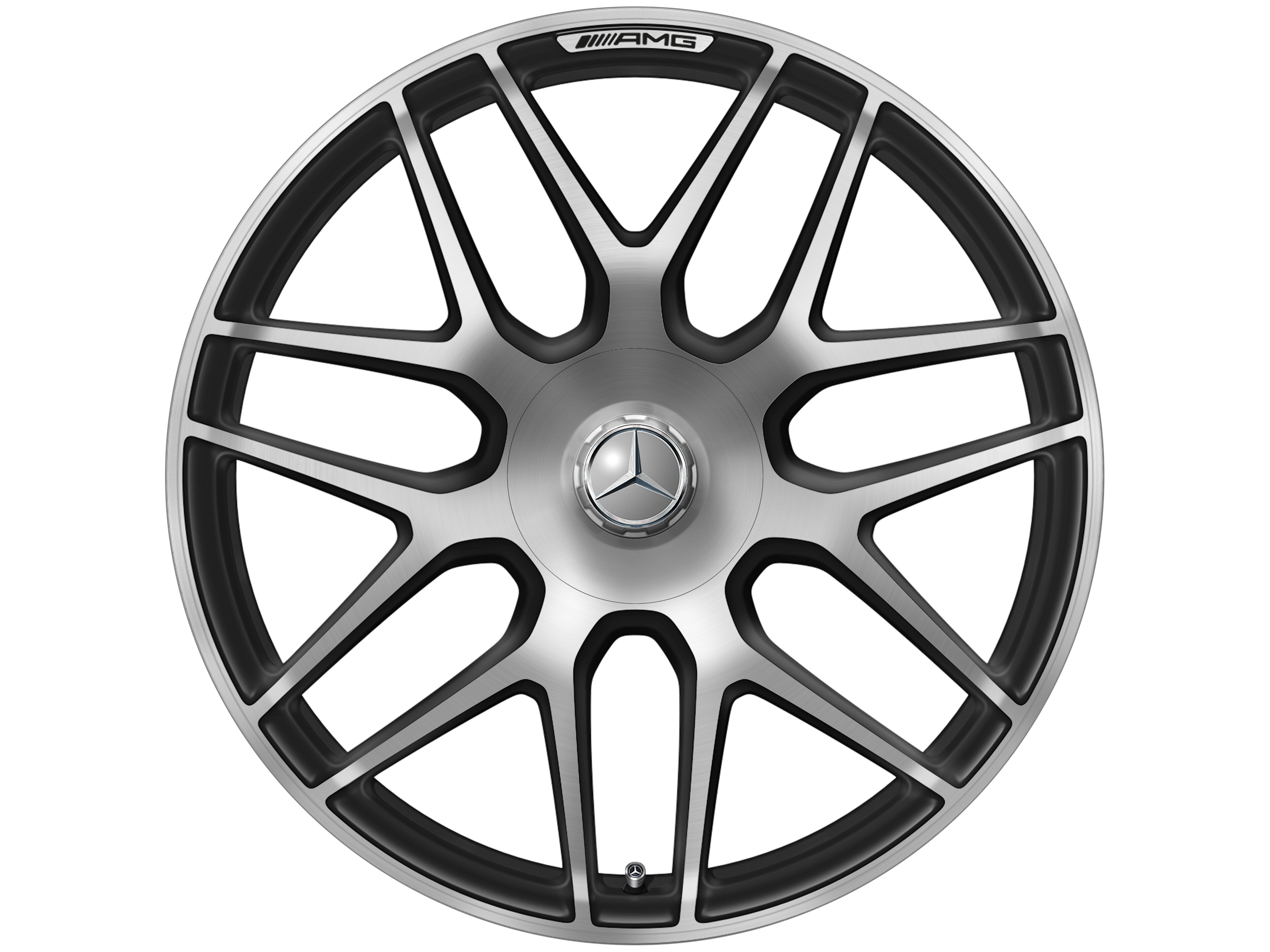 AMG forged wheel in cross-spoke design, 55.9 cm (22-inch) - 10 J x 22 ET 36, matt black, high-sheen