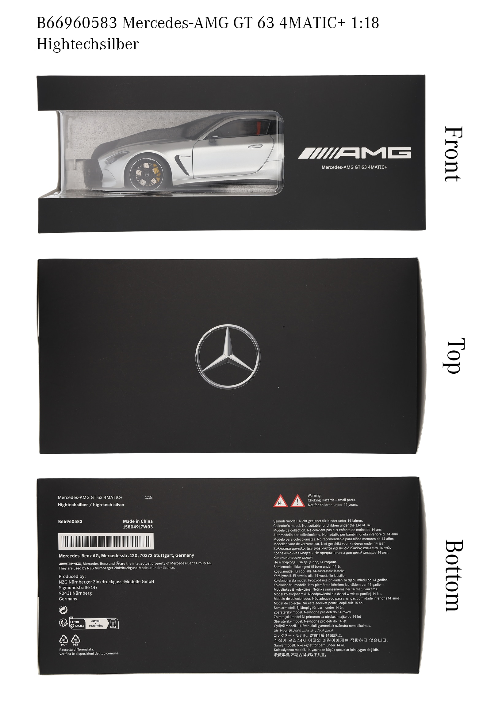 Mercedes-AMG GT 63, C192 - high-tech silver, NZG, 1:18