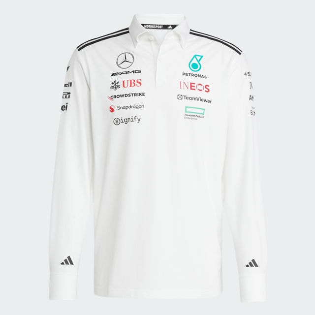 Men's long sleeve polo shirt, Team, Mercedes-AMG F1 - white, M