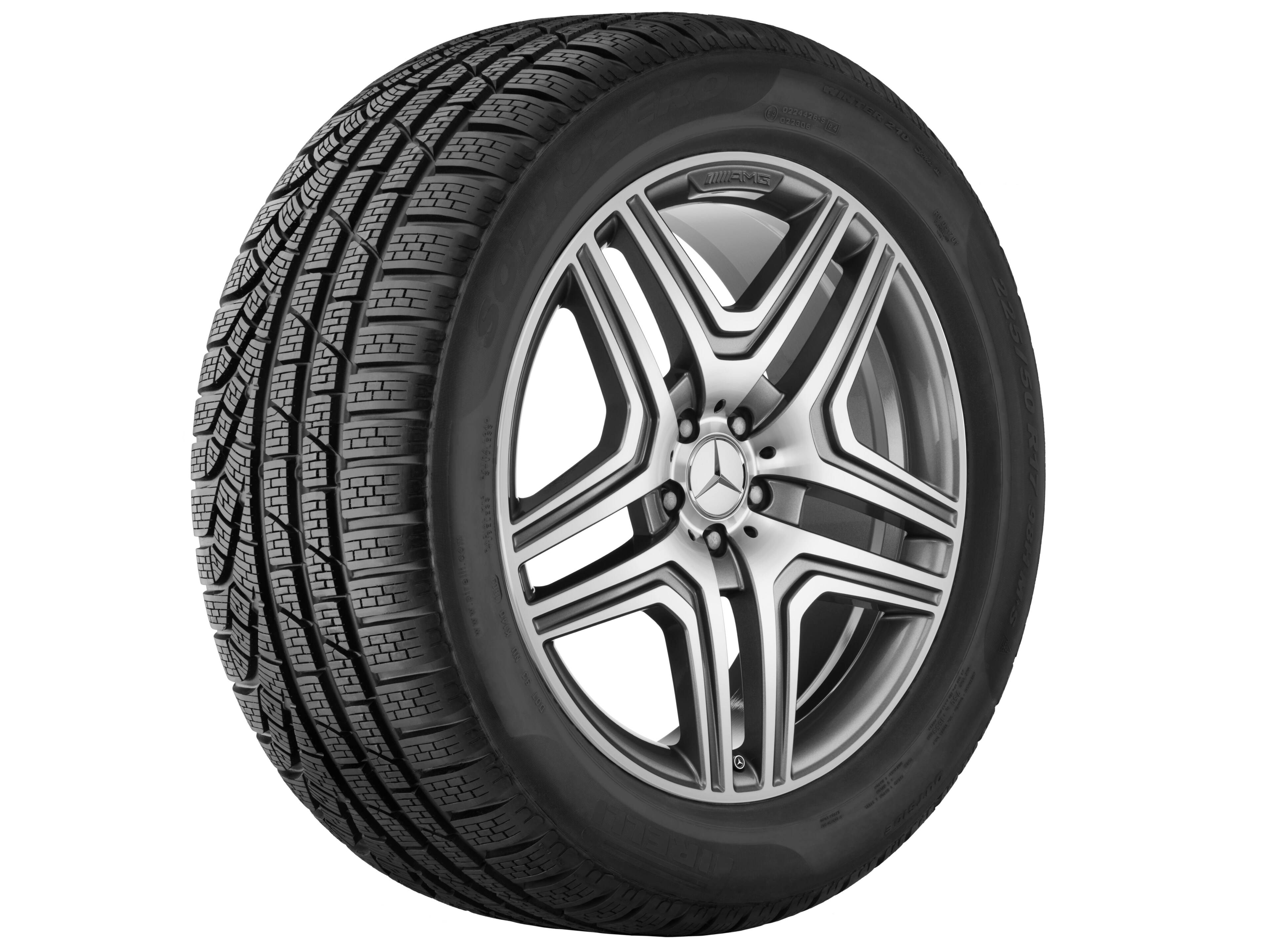 AMG 5-twin-spoke wheel, 53.3 cm (21-inch), High-sheen rim flange - 10 J x 21 ET 46, titanium grey, high-sheen
