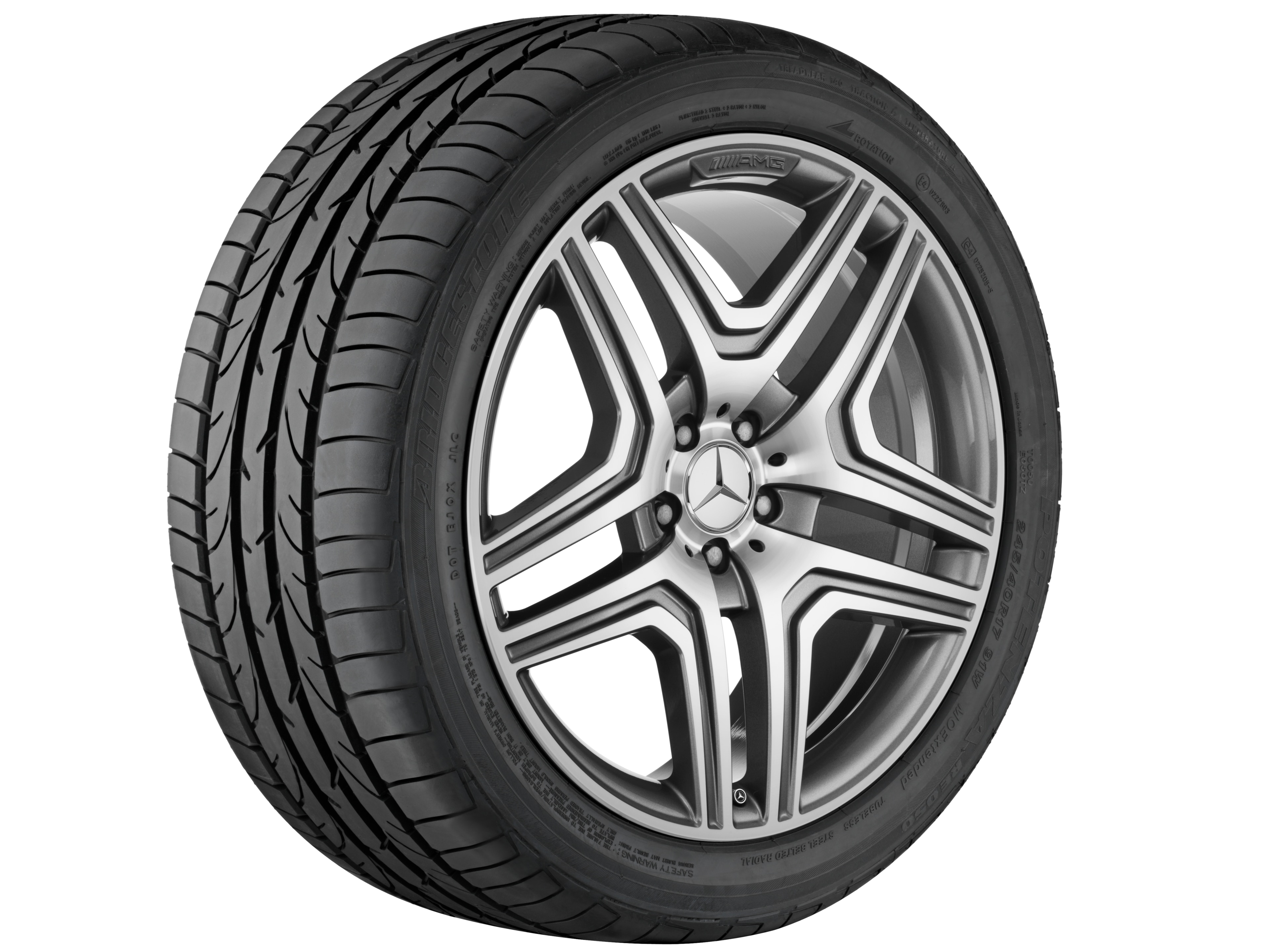 AMG 5-twin-spoke wheel, 53.3 cm (21-inch), High-sheen rim flange - 10 J x 21 ET 46, titanium grey, high-sheen