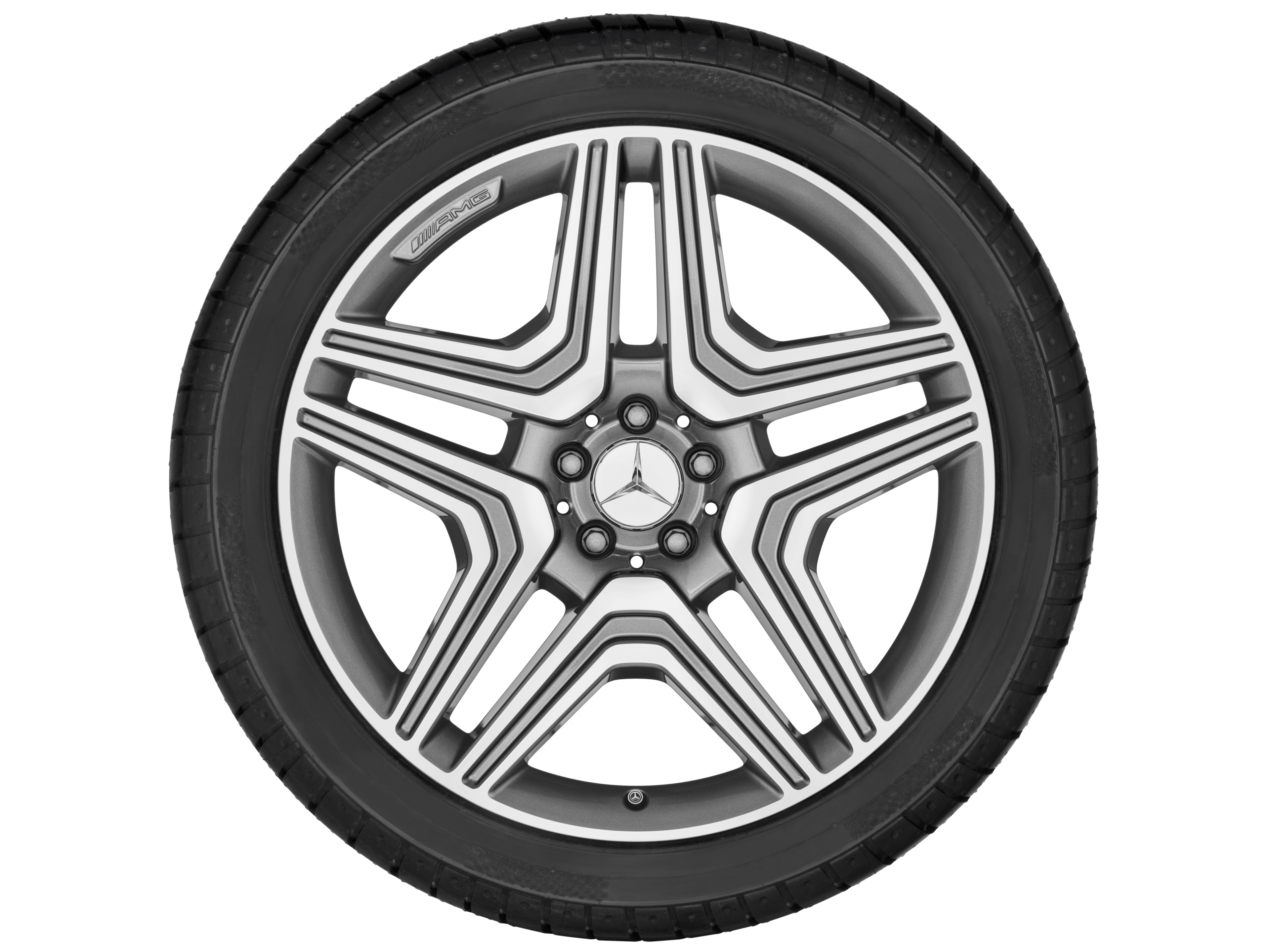 AMG 5-twin-spoke wheel, 53.3 cm (21-inch) - 10 J x 21 ET 56, titanium grey, high-sheen