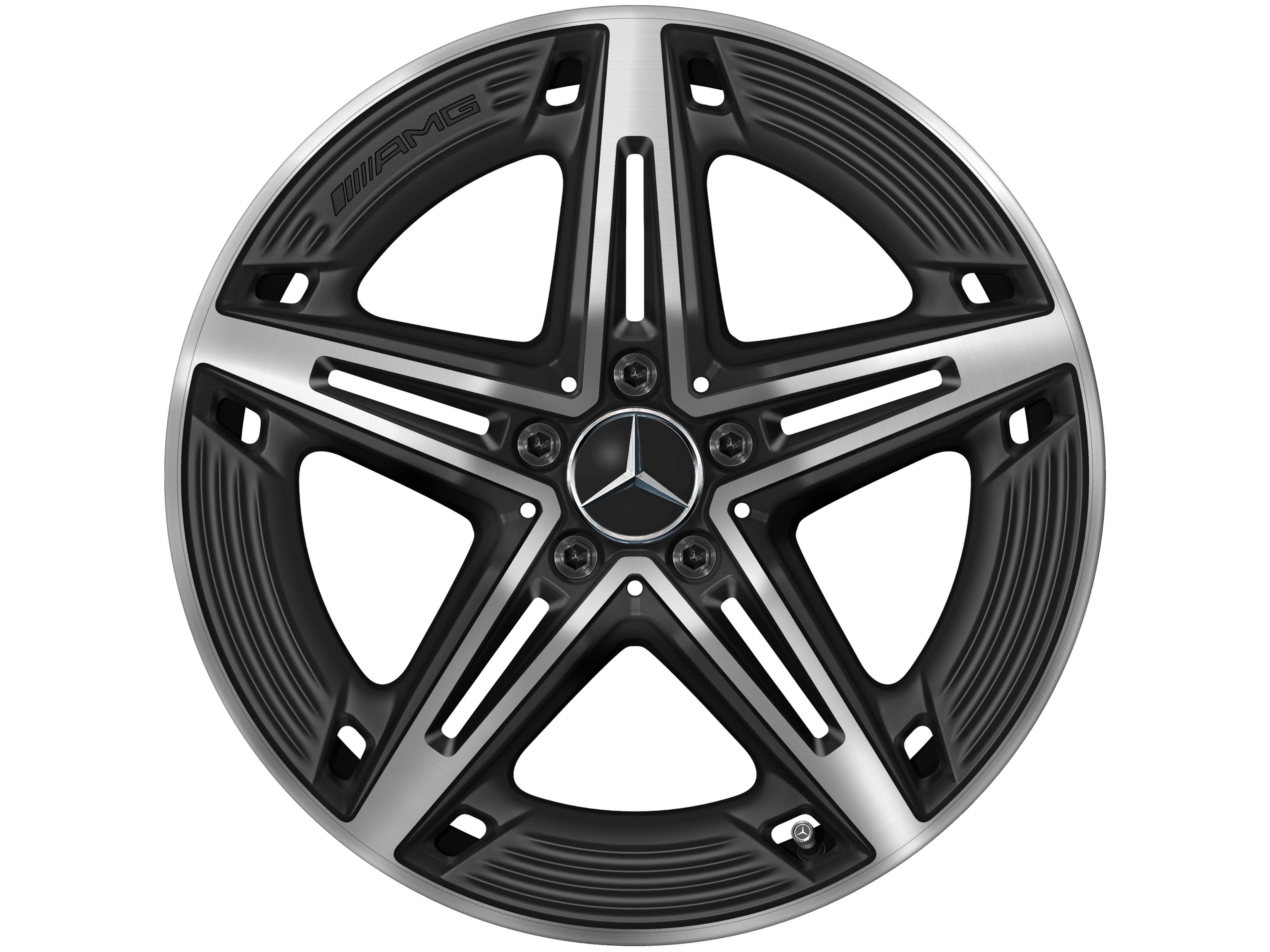 AMG 5-spoke wheel, 48.3 cm (19-inch) - 8,5 J x 19 ET 55,2, matt black, high-sheen