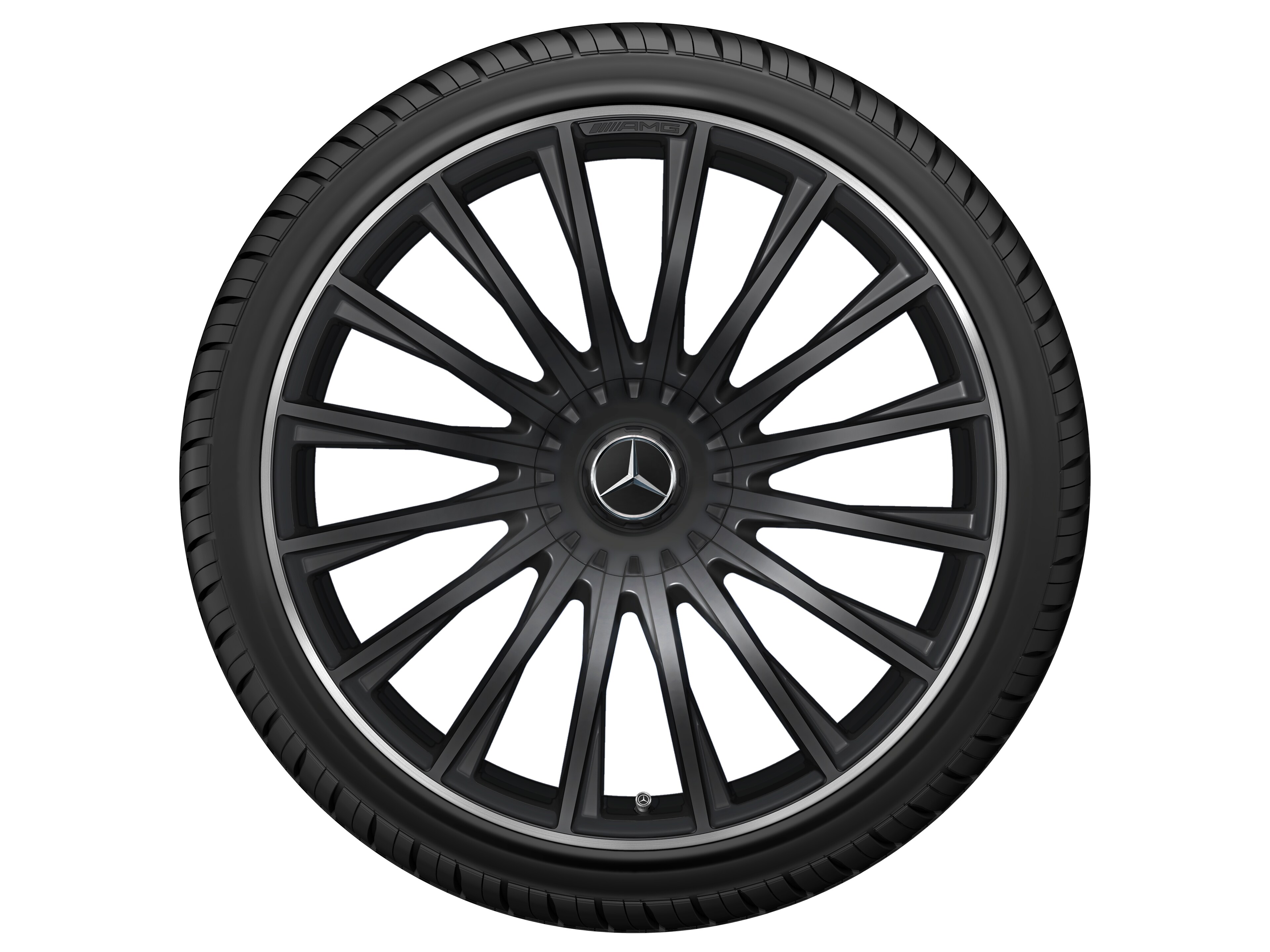 AMG multi-spoke forged wheel, 53.3 cm (21-inch), High-sheen rim flange - 10,5 J x 21 ET 50, matt black, high-sheen rim flange