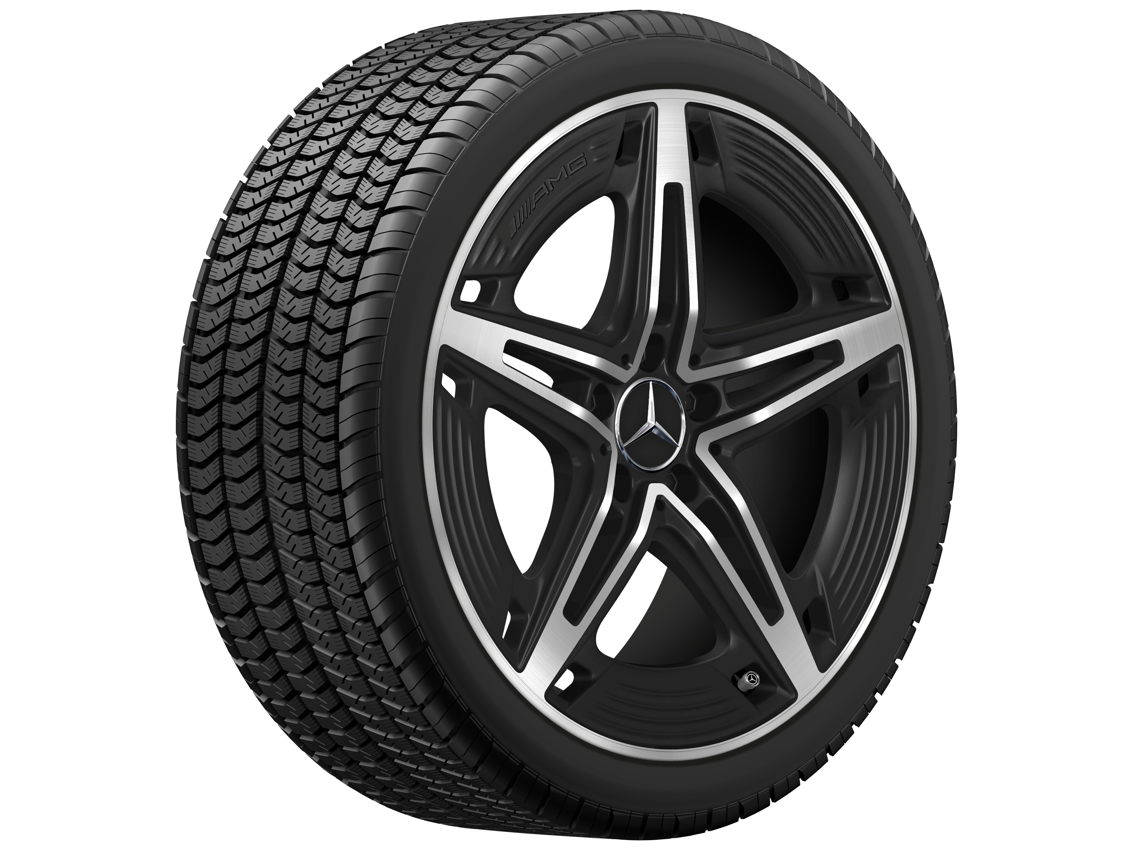 AMG 5-spoke wheel, 48.3 cm (19-inch) - 8,5 J x 19 ET 55,2, matt black, high-sheen