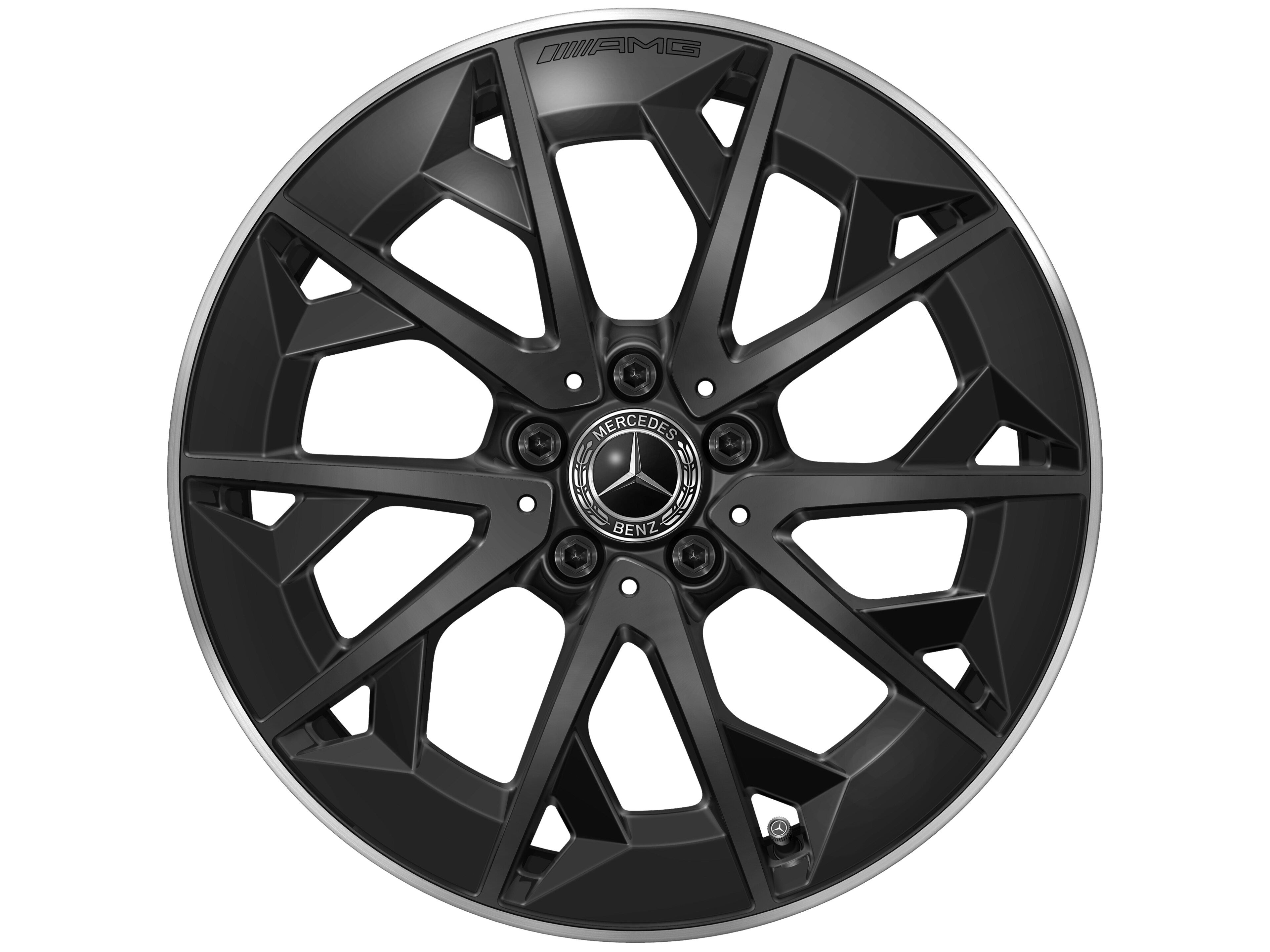 AMG light-alloy wheel, in cross-spoke design, 48.3 cm (19-inch) - 9 J x 19 ET 66, matt black, high-sheen rim flange