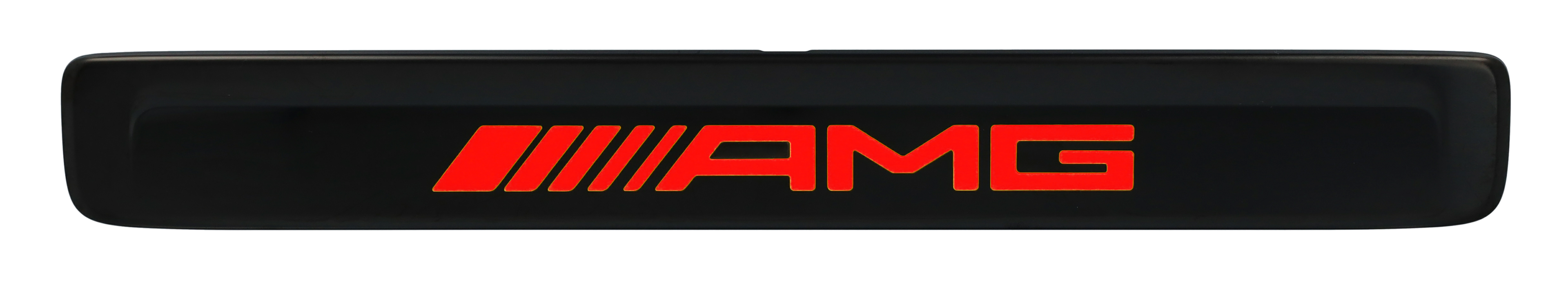 Exchangeable cover for illuminated door sill panel, AMG, Front, set of 2 - Stainless steel, black / red