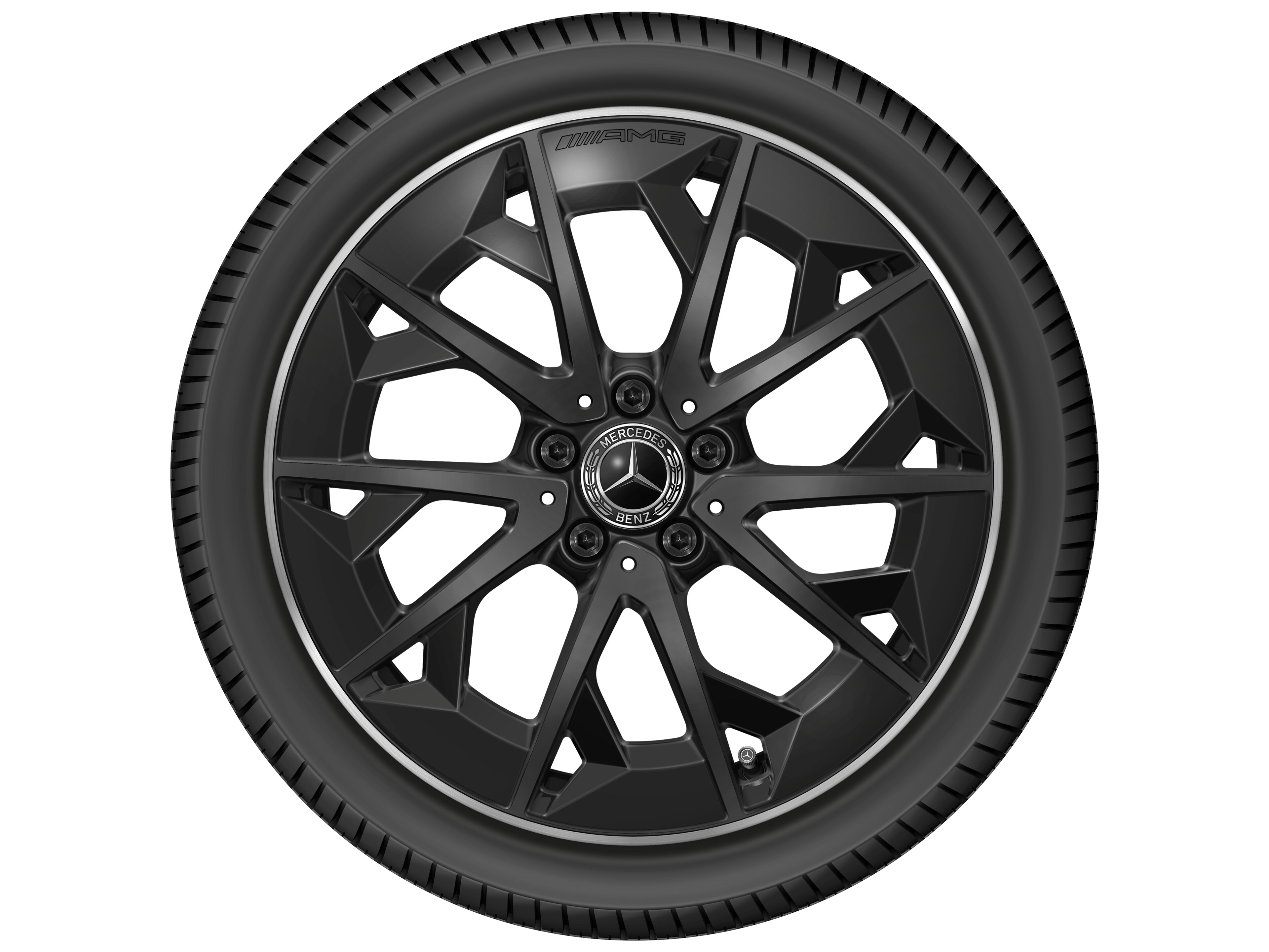 AMG light-alloy wheel, in cross-spoke design, 48.3 cm (19-inch) - 9 J x 19 ET 66, matt black, high-sheen rim flange