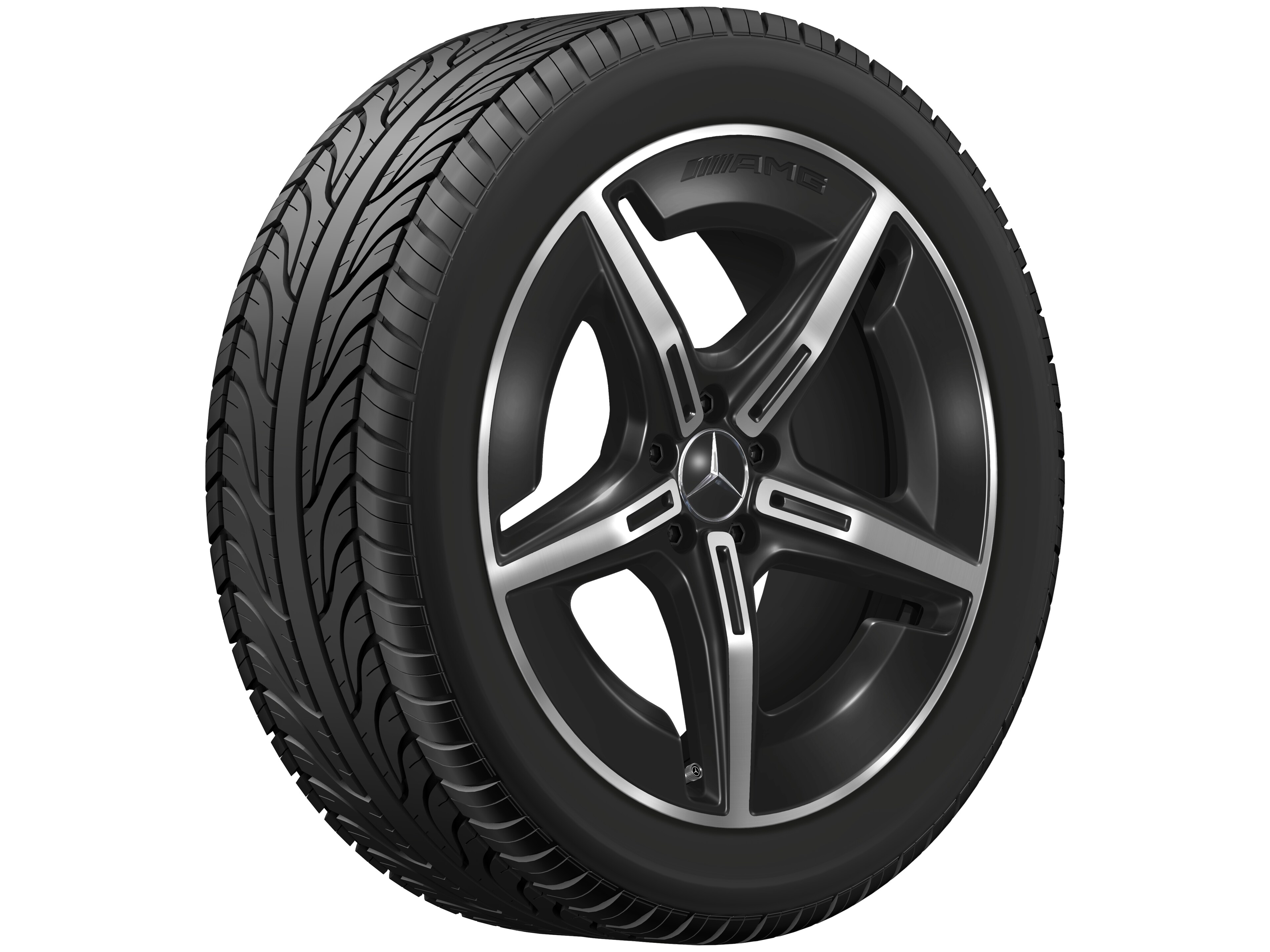 AMG light-alloy wheel, in 5-spoke design, 50.8 cm (20-inch), aerodynamically optimized - 8 J x 20 ET 32,7, black, high-sheen