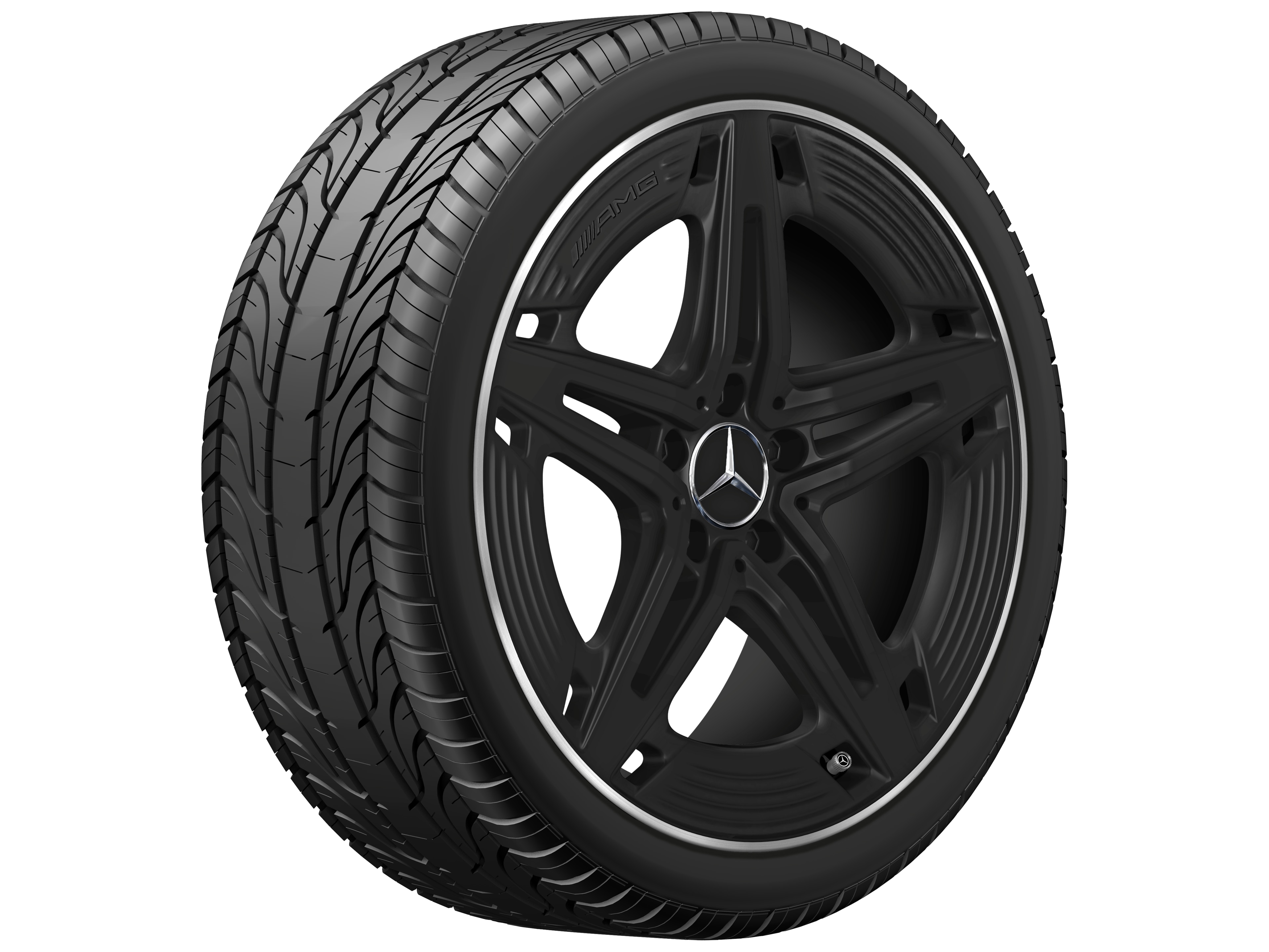 AMG 5-spoke wheel, 48.3 cm (19-inch) - 9 J x 19 ET 52, black, high-sheen