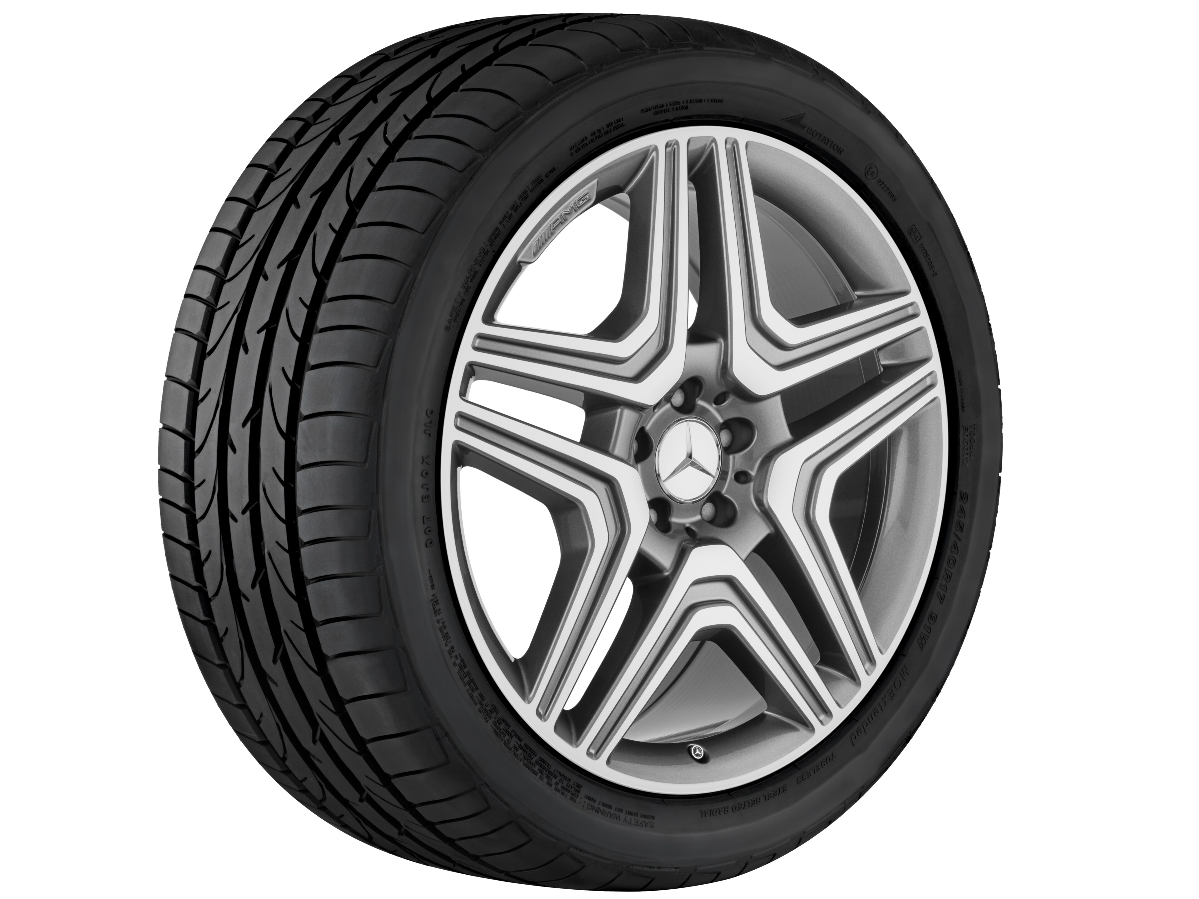 AMG 5-twin-spoke wheel, 53.3 cm (21-inch) - 10 J x 21 ET 56, titanium grey, high-sheen