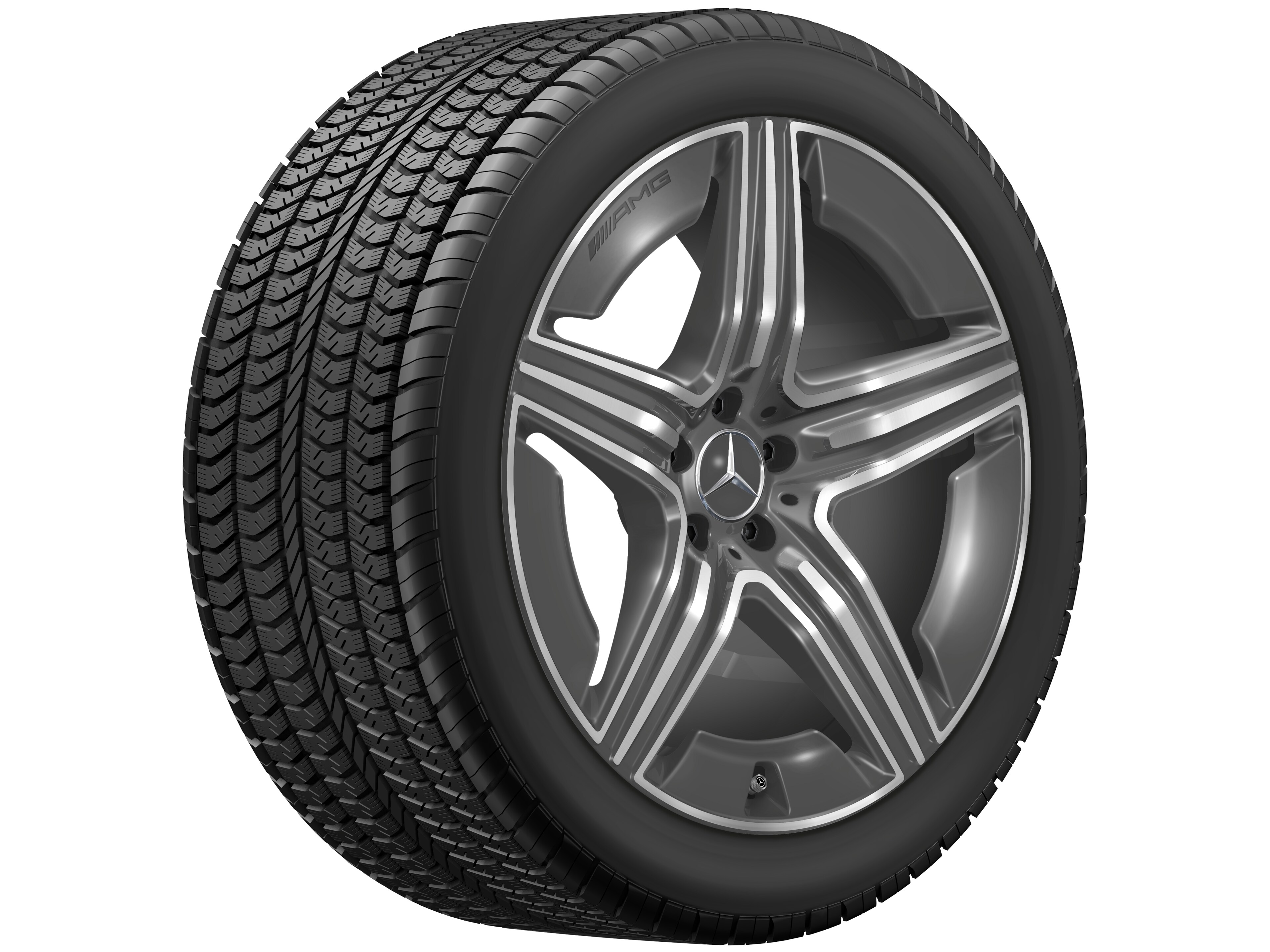 AMG 5-twin-spoke wheel, 53.3 cm (21-inch) - 11 J x 21 ET 49, tantalite grey, high-sheen