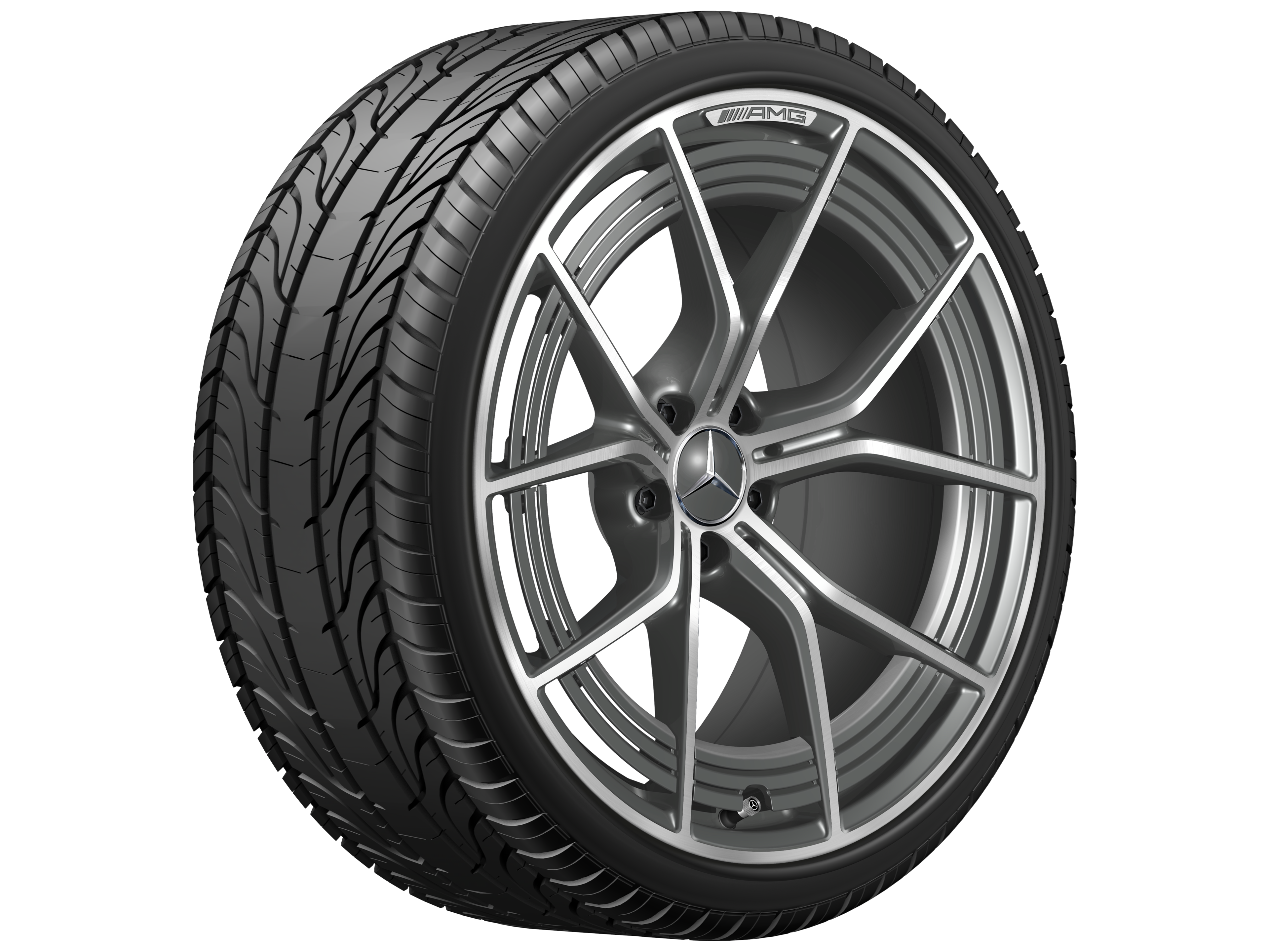 AMG forged wheel in 5-twin-spoke design, 53.3 cm (21-inch) - 11 J x 21 ET 60, tantalite grey, high-sheen