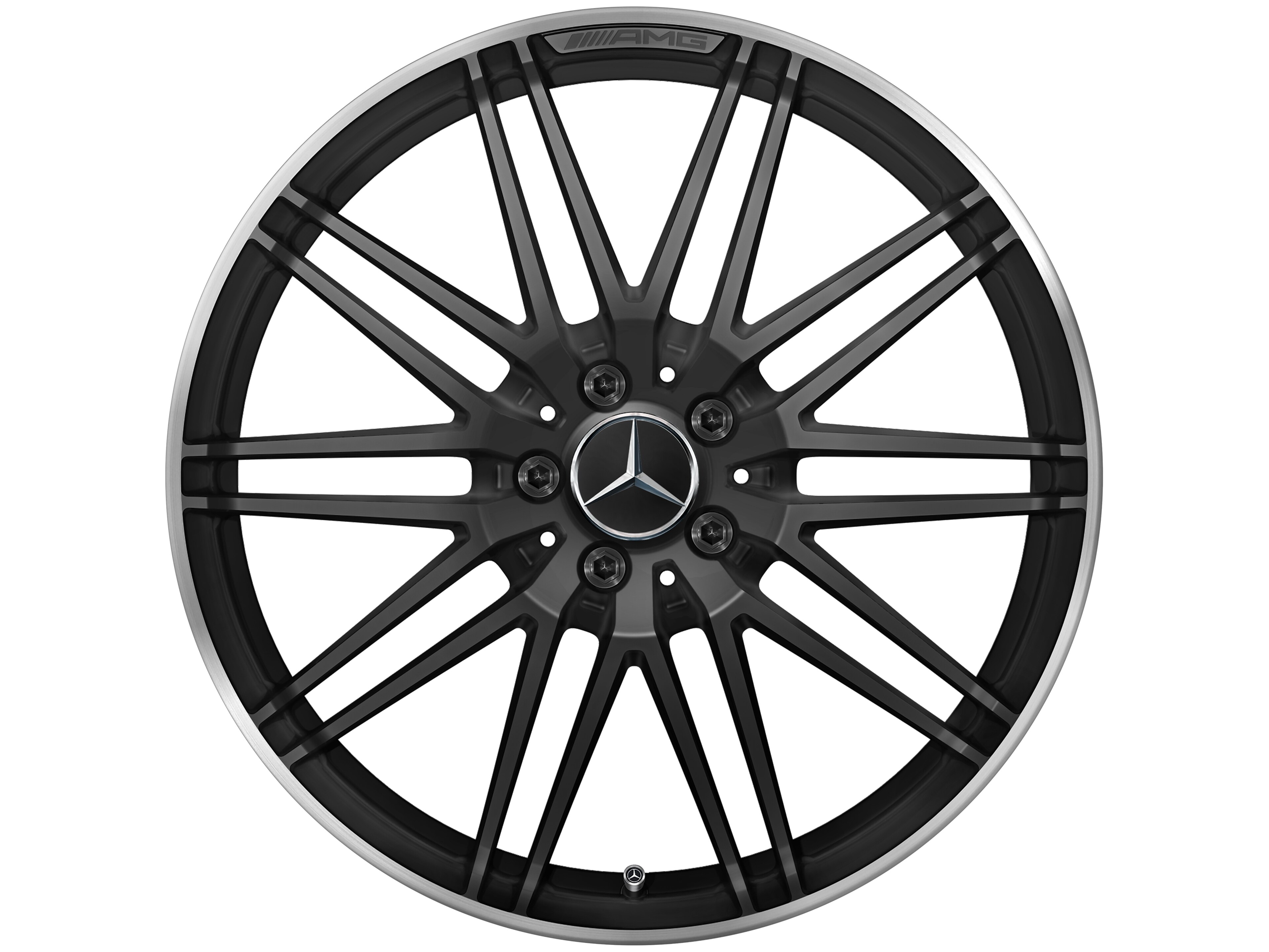 AMG forged wheel in 10-spoke design, 50.8 cm (20-inch), High-sheen rim flange - 11 J x 20 ET 68, matt black, high-sheen rim flange