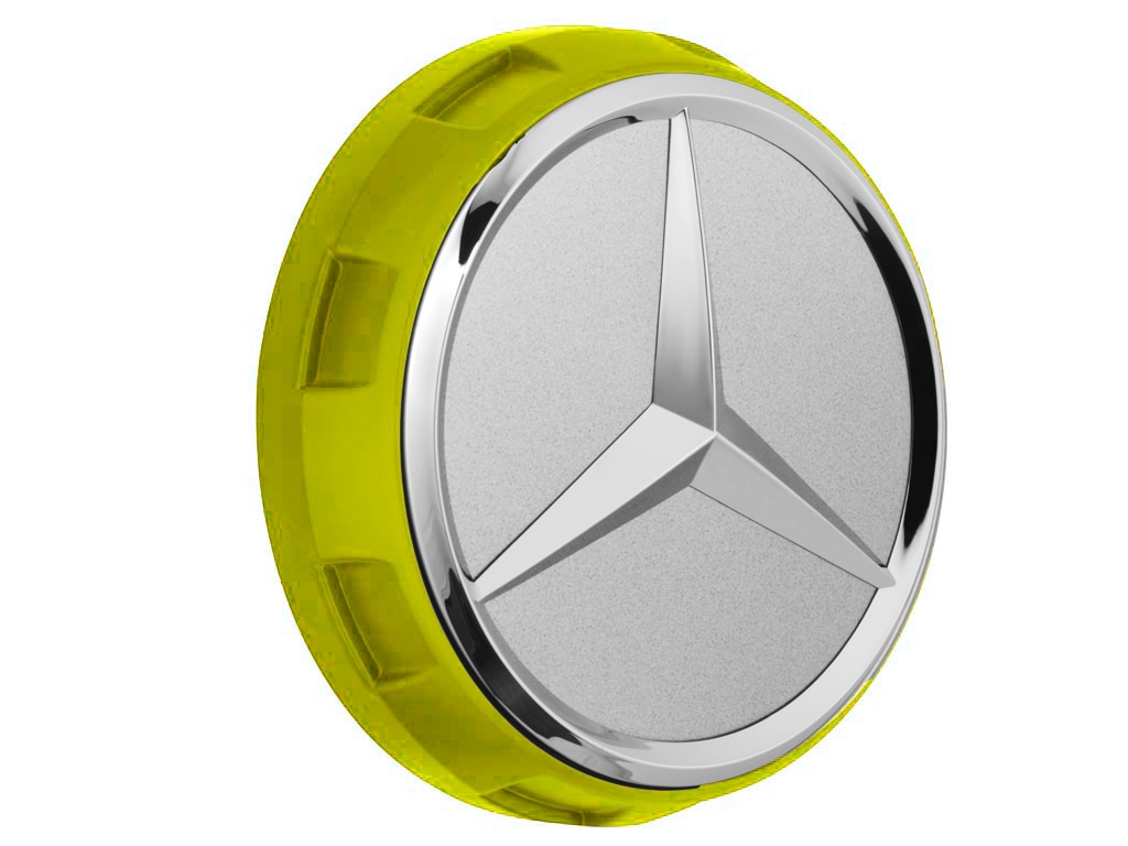 AMG hub caps, in centre lock design, for countersink diameter 71.8 mm - yellow