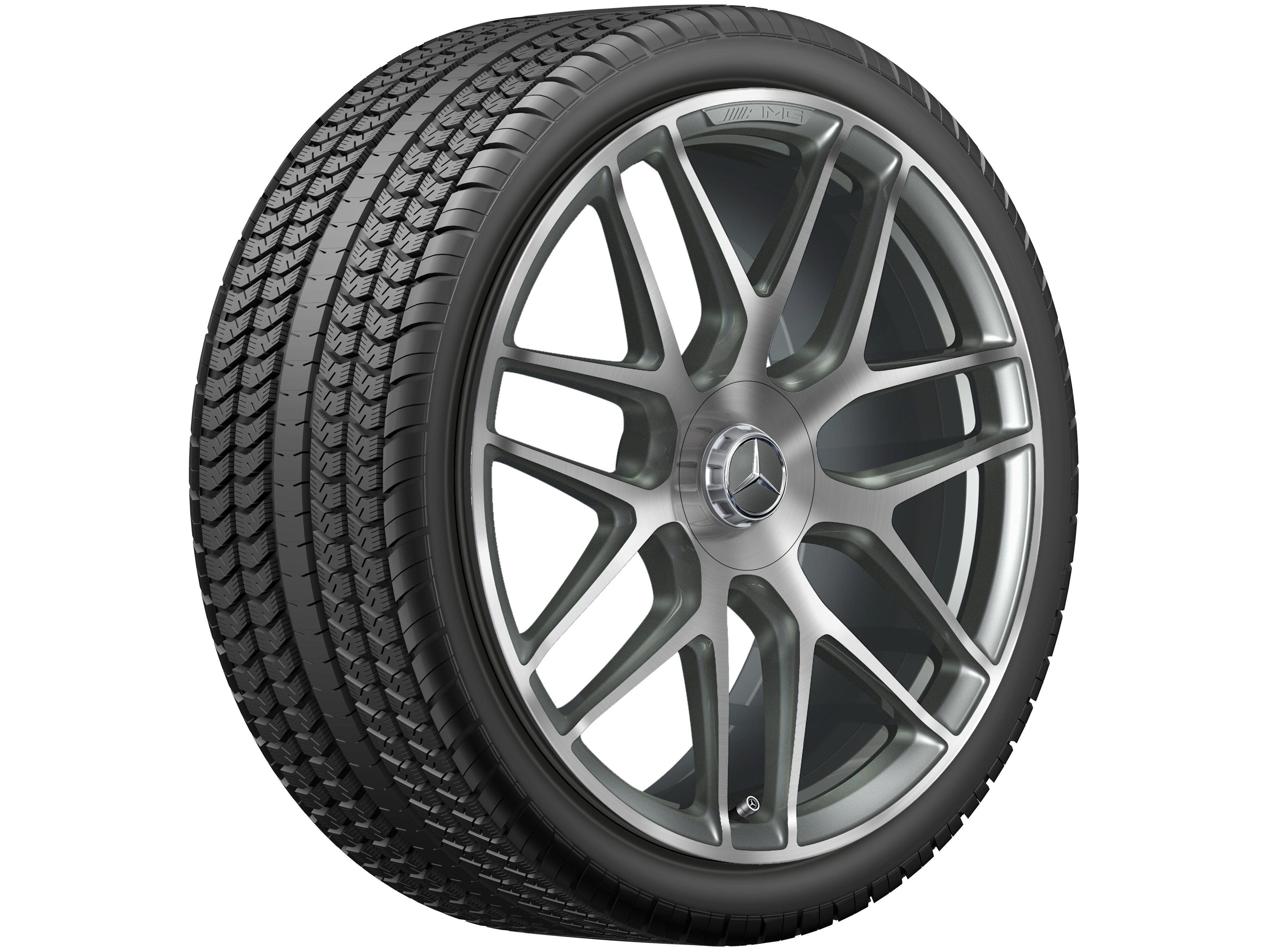 AMG forged wheel in cross-spoke design, 55.9 cm (22-inch) - 11,5 J x 22 ET 53, titanium grey, high-sheen