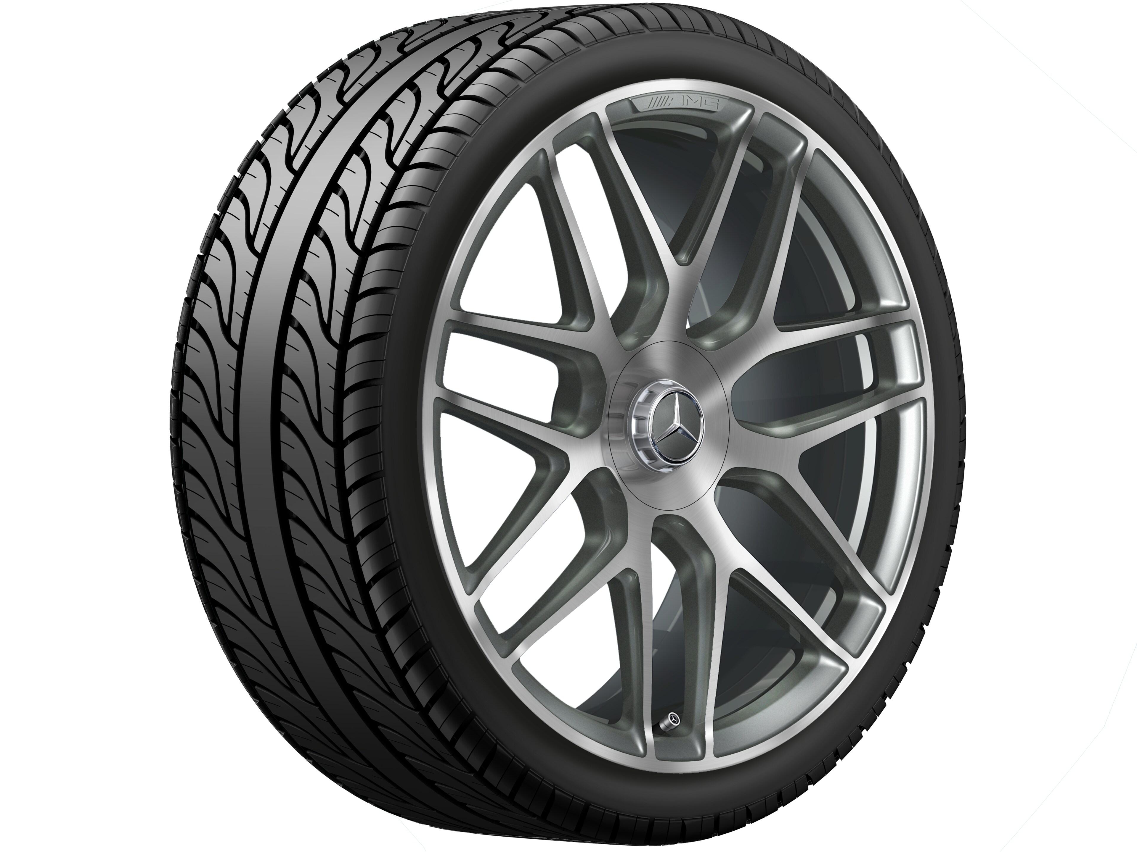 AMG forged wheel in cross-spoke design, 55.9 cm (22-inch) - 11,5 J x 22 ET 53, titanium grey, high-sheen