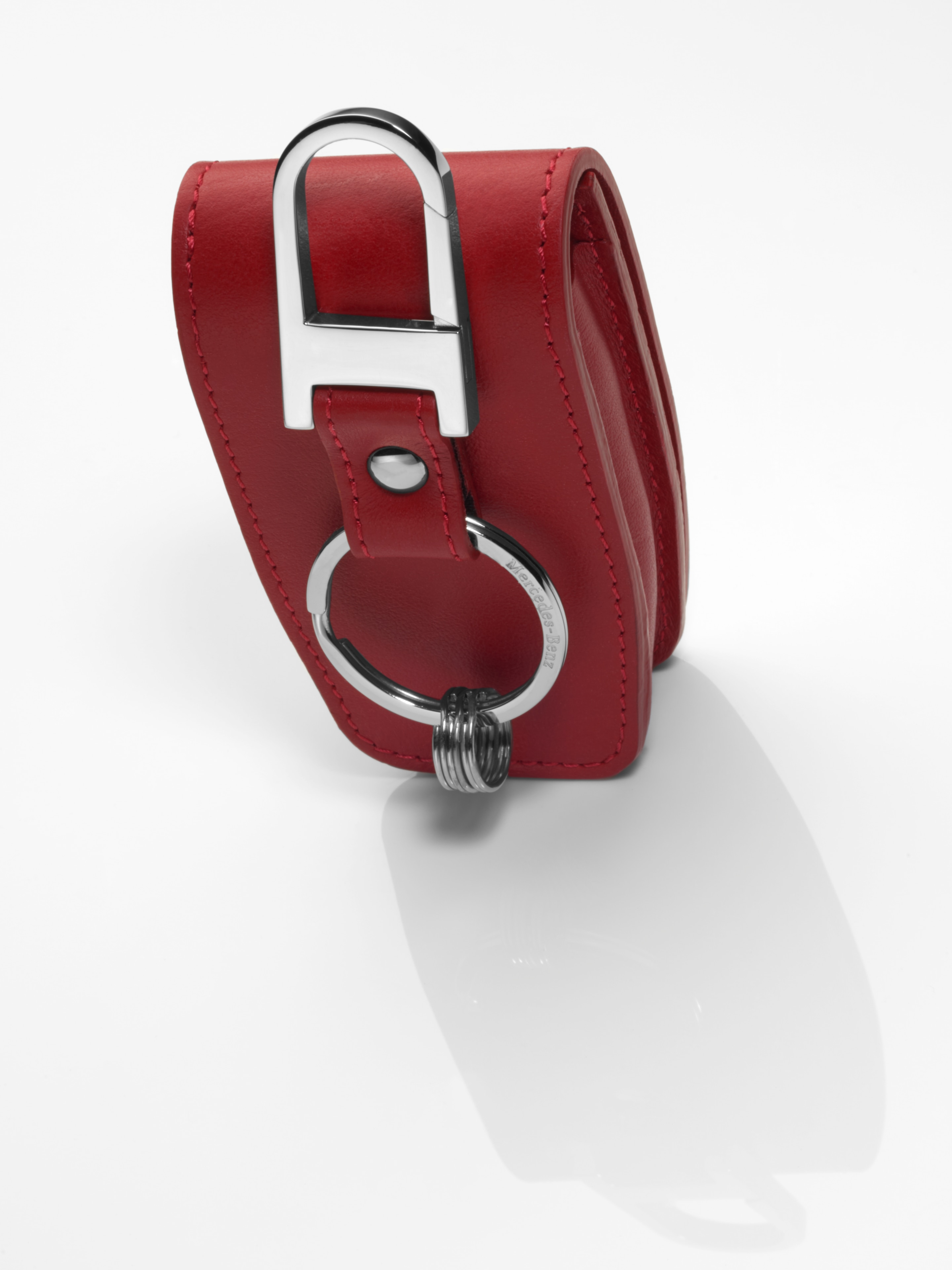Key case - red, Leather / Stainless steel