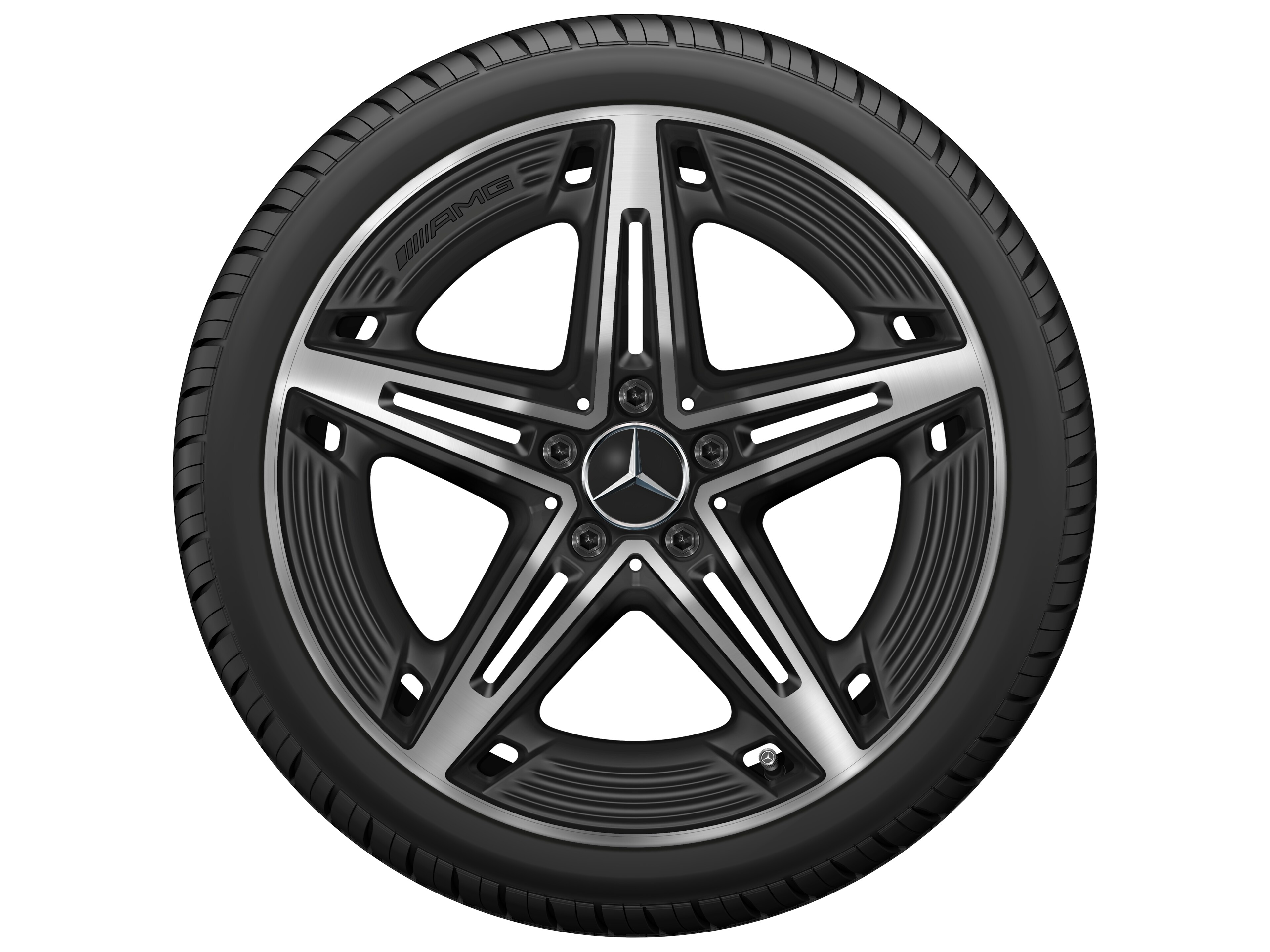 AMG 5-spoke wheel, 48.3 cm (19-inch) - 8,5 J x 19 ET 46, matt black, high-sheen