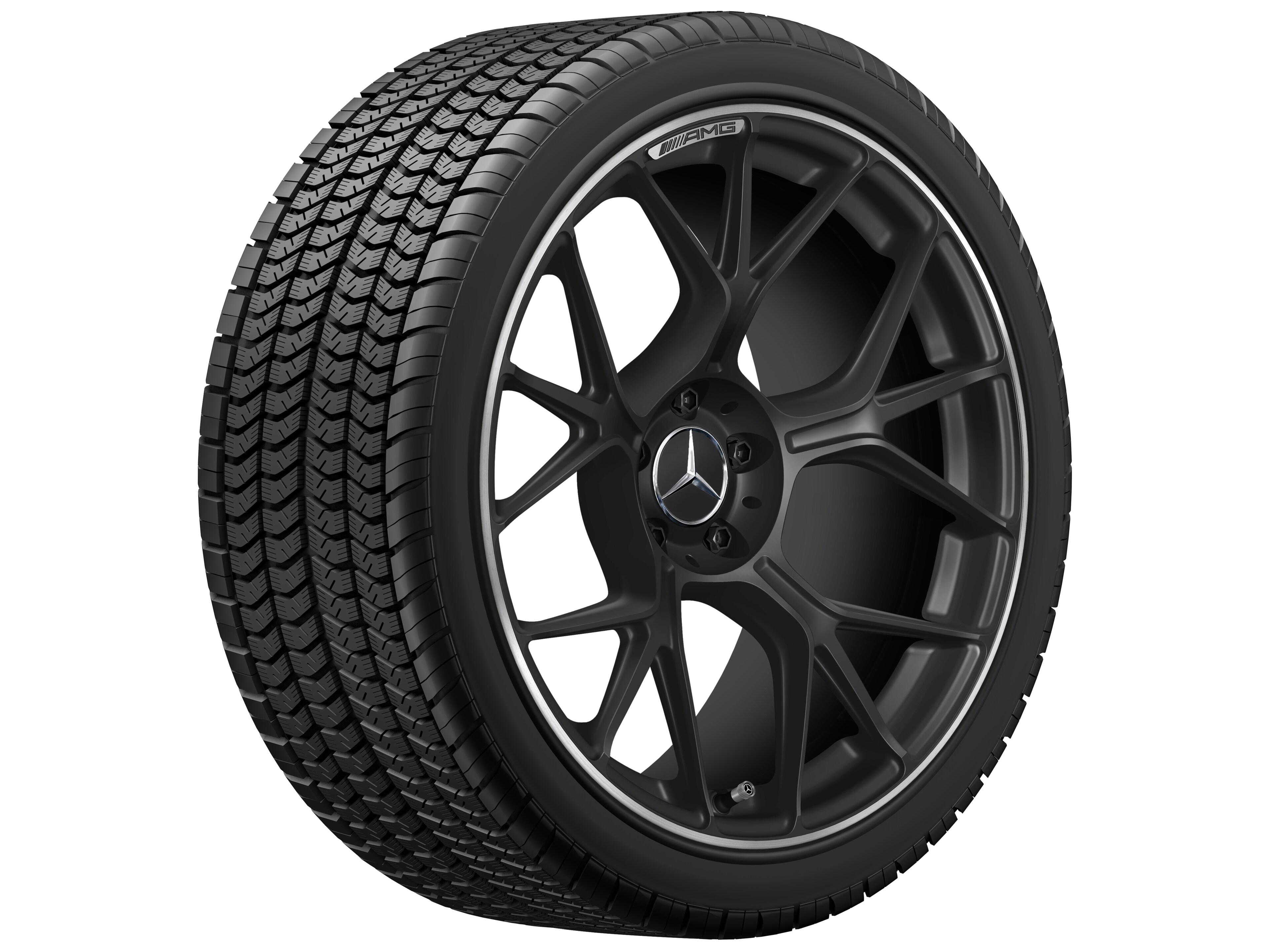AMG forged wheel in cross-spoke design, 50.8 cm (20-inch), High-sheen rim flange - 11 J x 20 ET 24,1, matt black, high-sheen rim flange