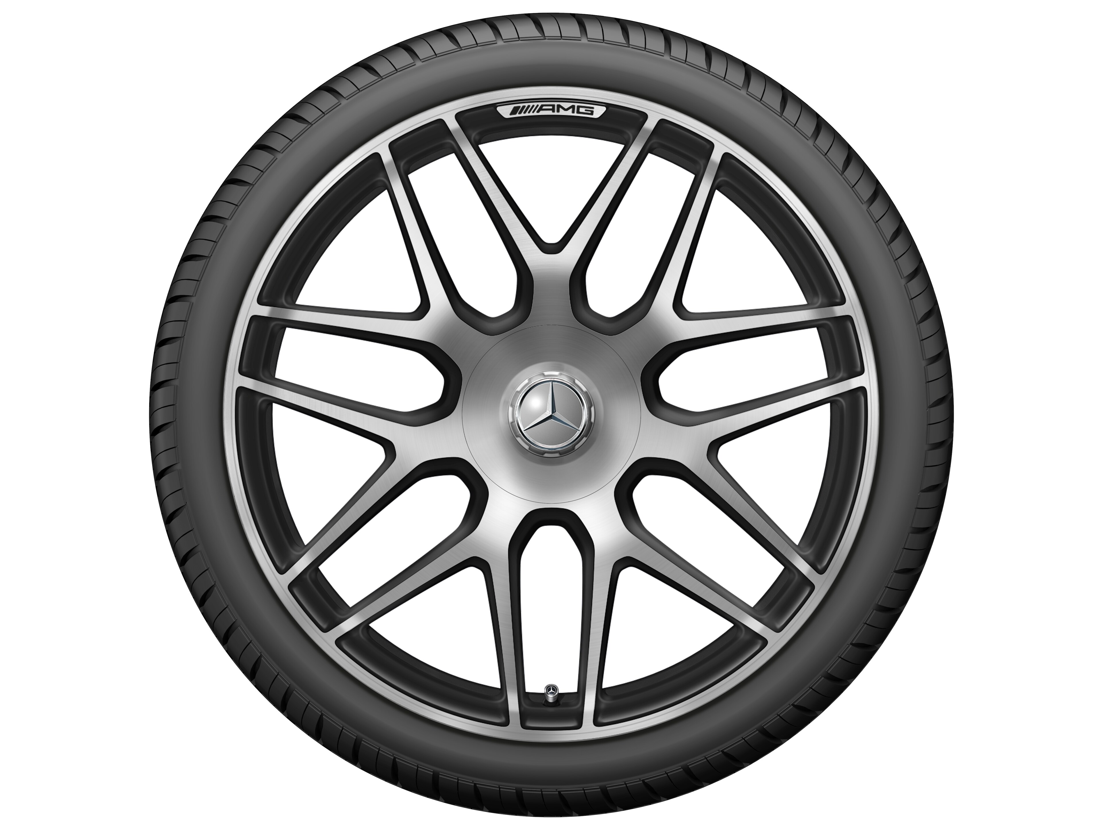 AMG forged wheel in cross-spoke design, 55.9 cm (22-inch) - 10 J x 22 ET 36, matt black, high-sheen