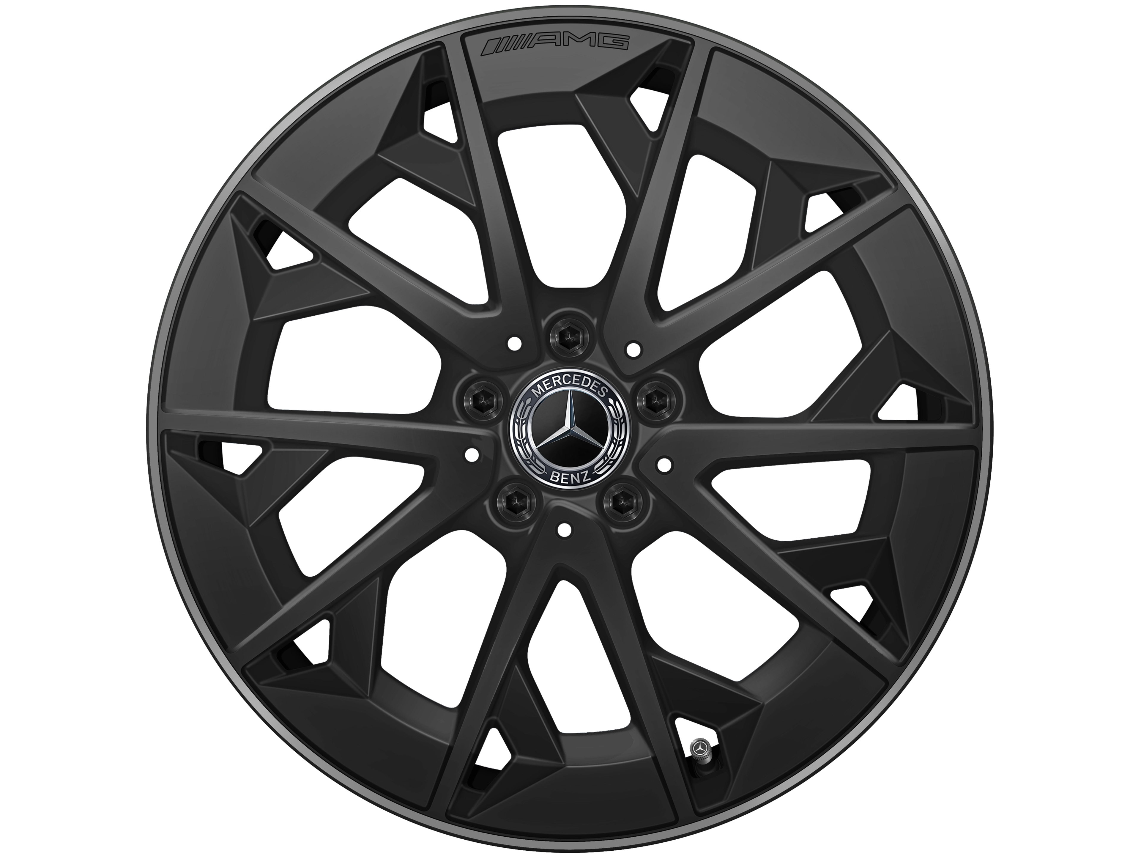 AMG light-alloy wheel, in cross-spoke design, 48.3 cm (19-inch) - 7,5 J x 19 ET 48,4, matt black / techgold matt