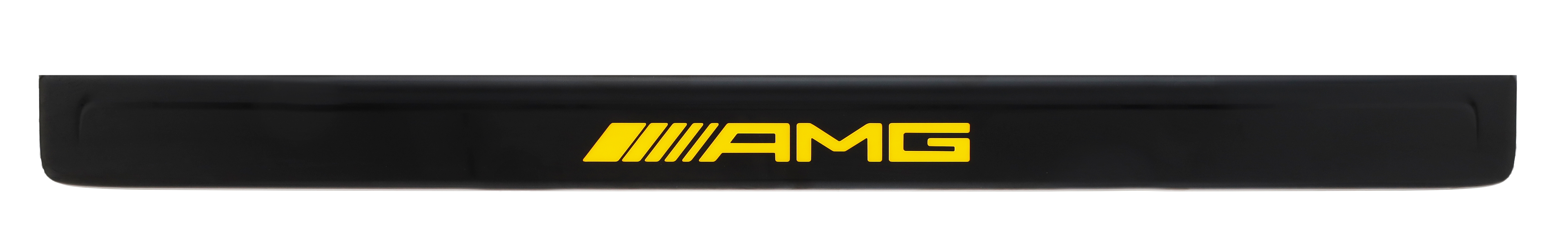 Exchangeable cover for illuminated door sill panel, AMG, Front, set of 2 - Stainless steel, black / yellow
