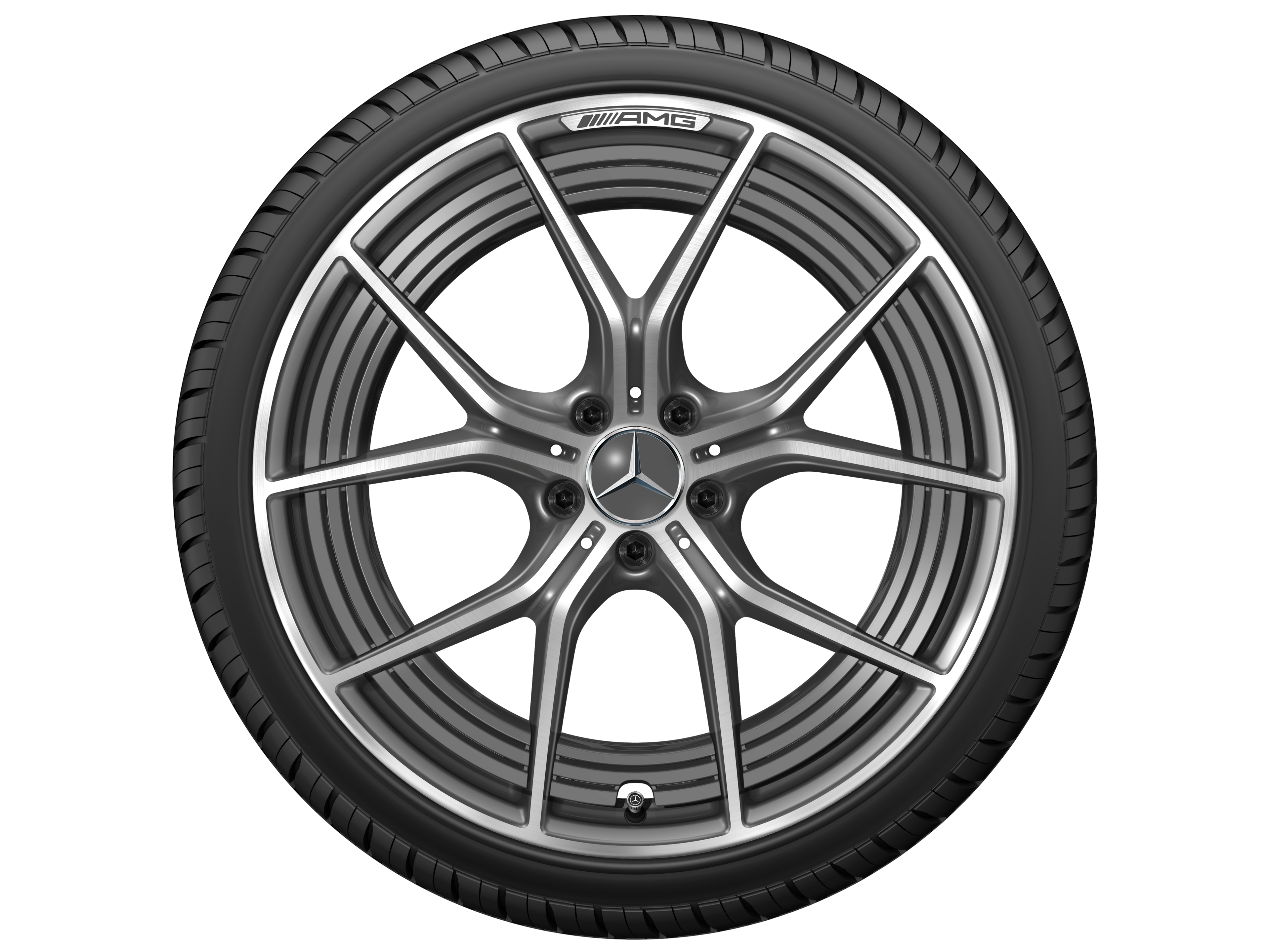 AMG forged wheel in 5-twin-spoke design, 53.3 cm (21-inch) - 11 J x 21 ET 60, tantalite grey, high-sheen