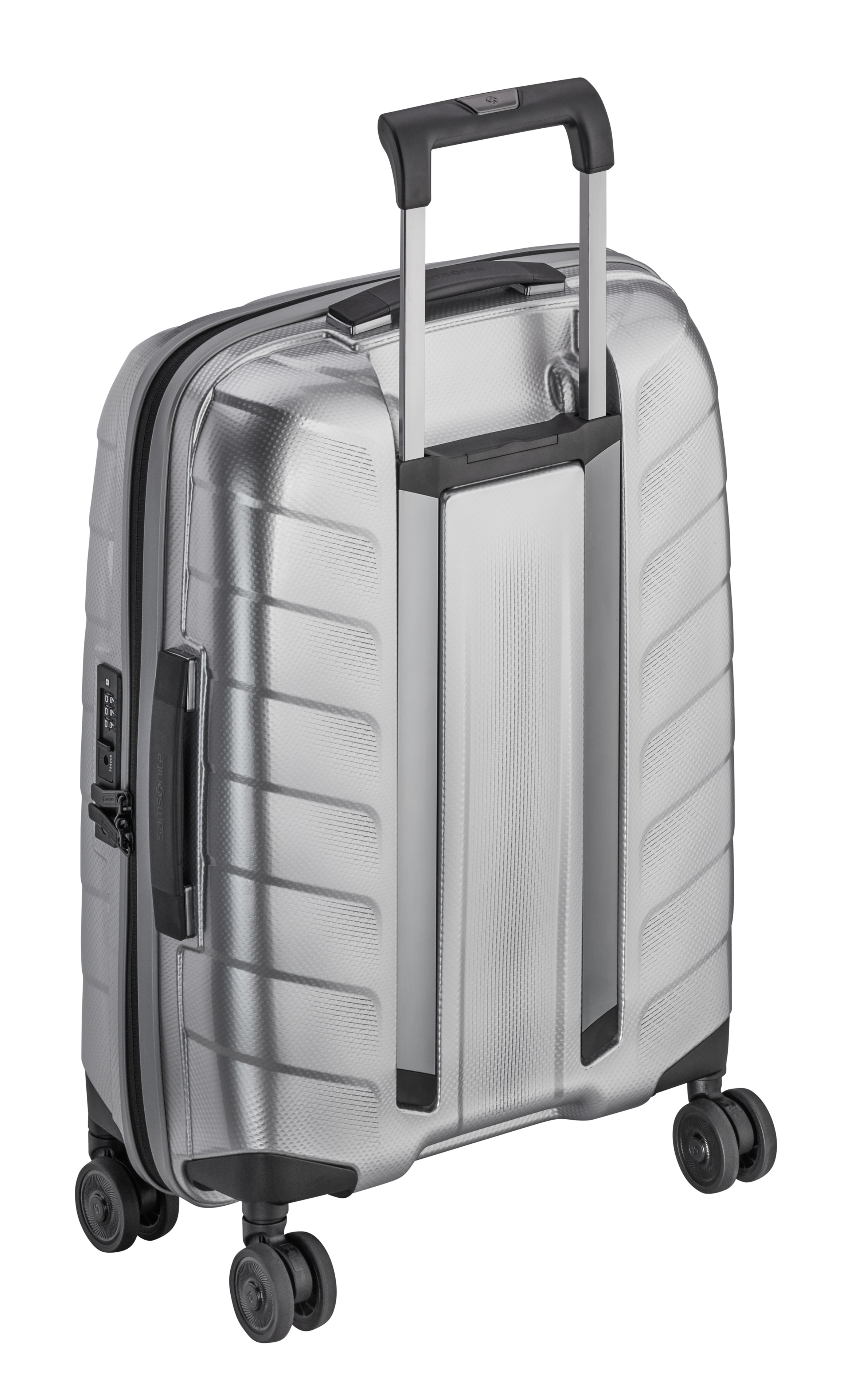 Suitcase, Spinner 55 - silver-coloured, Polypropylene / Polyester, Samsonite, 38 l