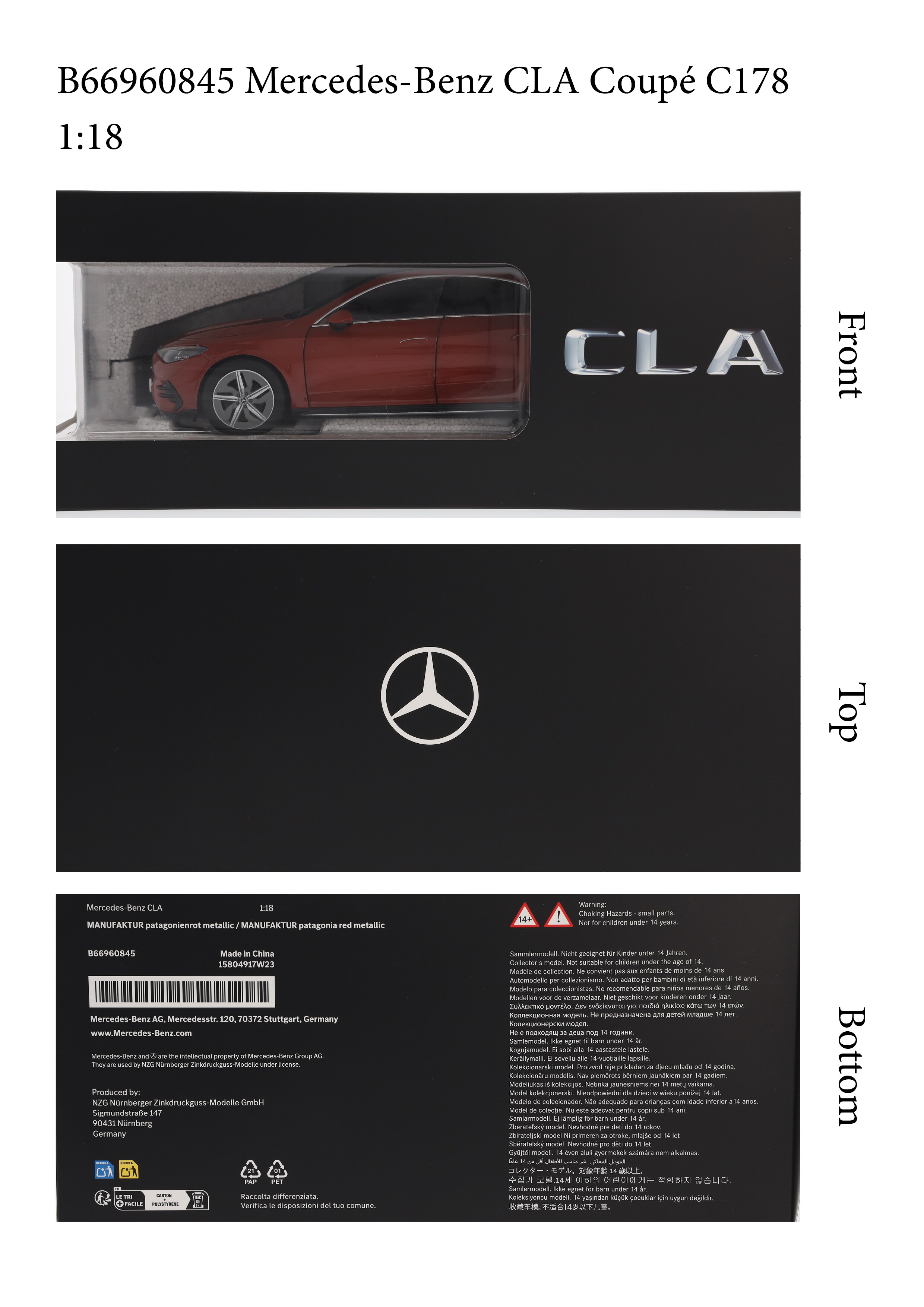 CLA Coupé, C178 - MANUFAKTUR patagonia red metallic, NZG, 1:18