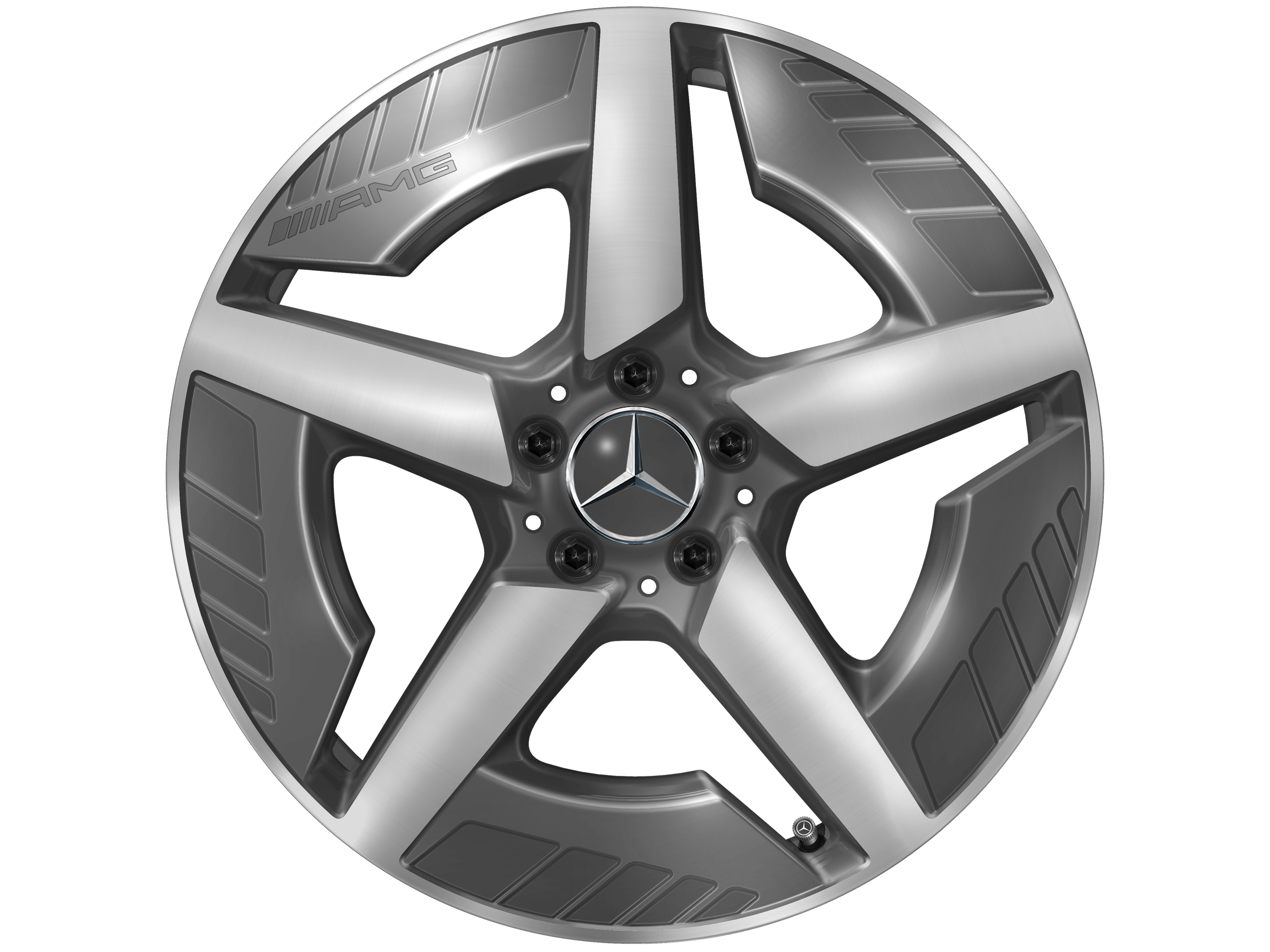 AMG light-alloy wheel, in 5-spoke design, 48.3 cm (19-inch), aerodynamically optimized - 7,5 J x 19 ET 53,3, tantalite grey, high-sheen