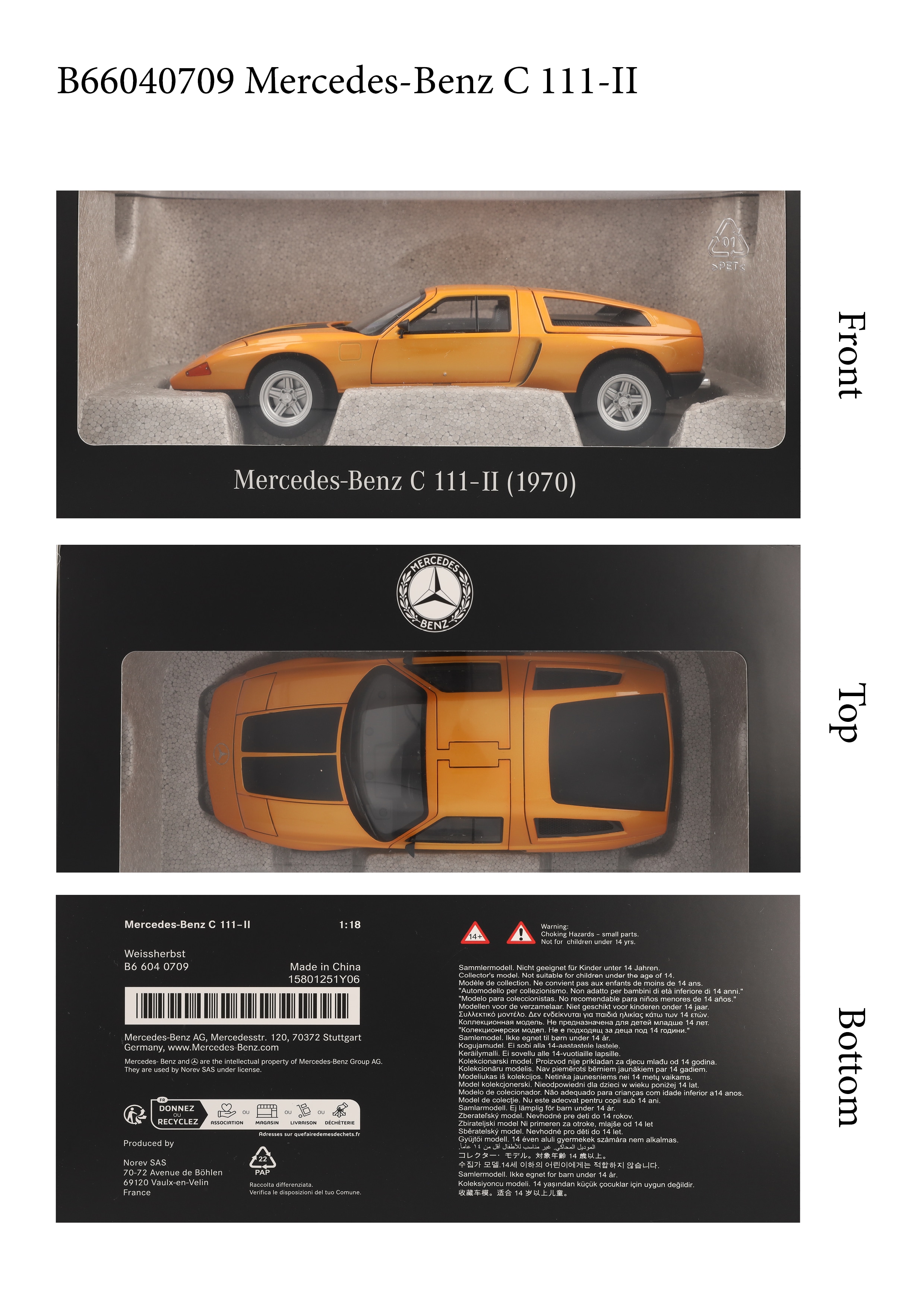 Experimental vehicle C 111 / II (1970) - weissherbst, Norev, 1:18