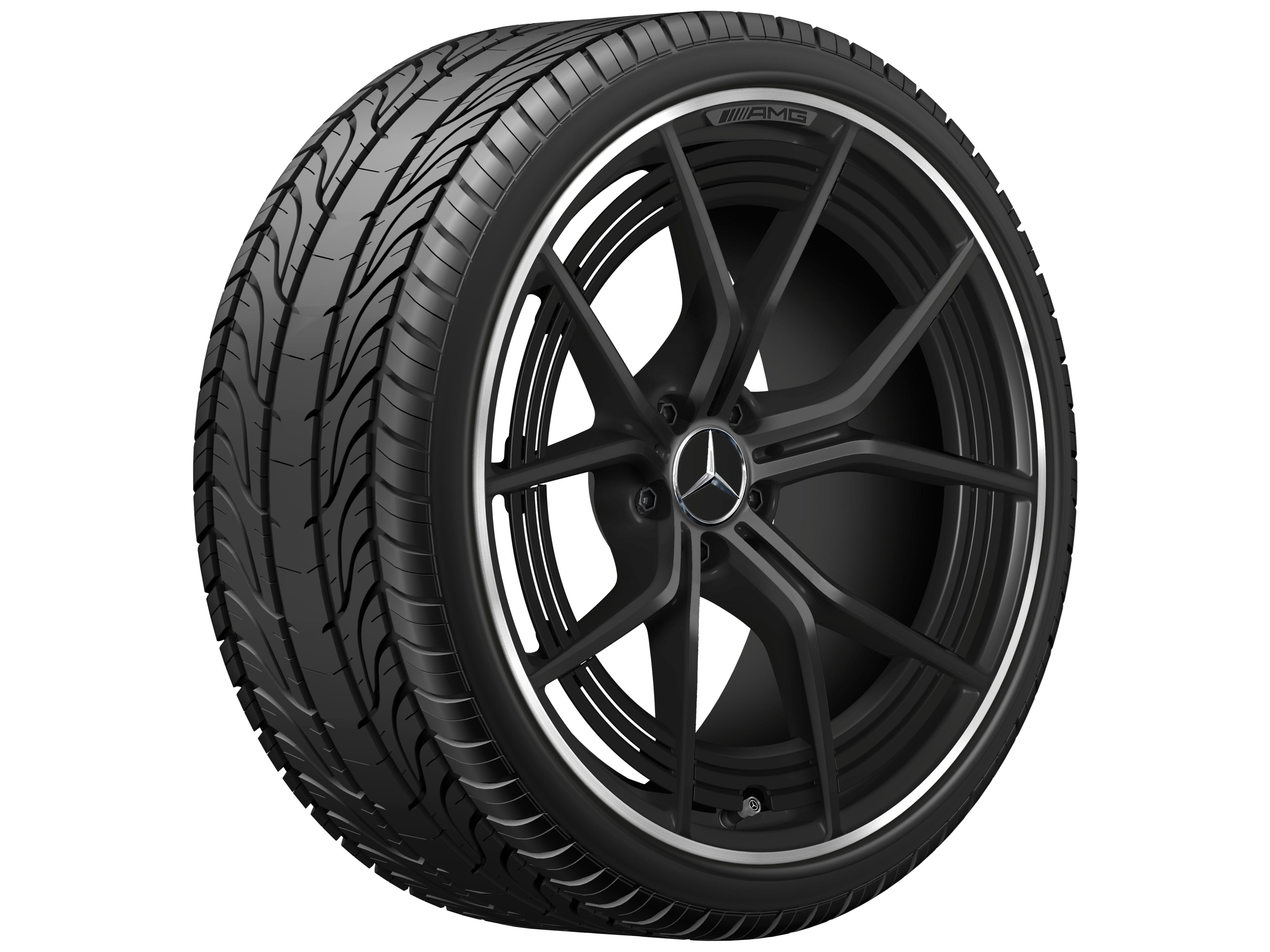 AMG forged wheel in cross-spoke design, 53.3 cm (21-inch), High-sheen rim flange - 11 J x 21 ET 33, matt black, high-sheen rim flange