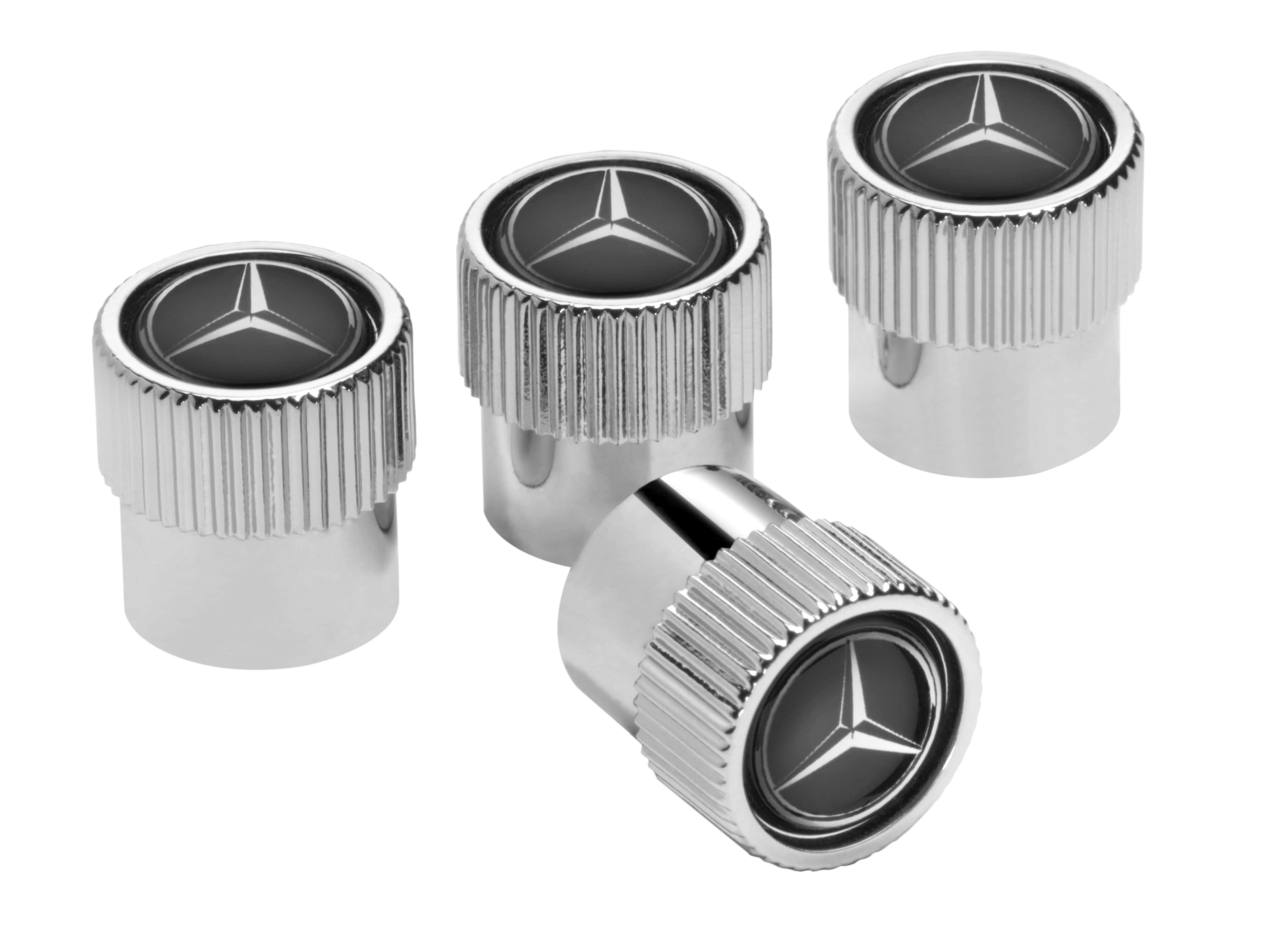 Valve cap, Set of 4 - chrome, Plastic