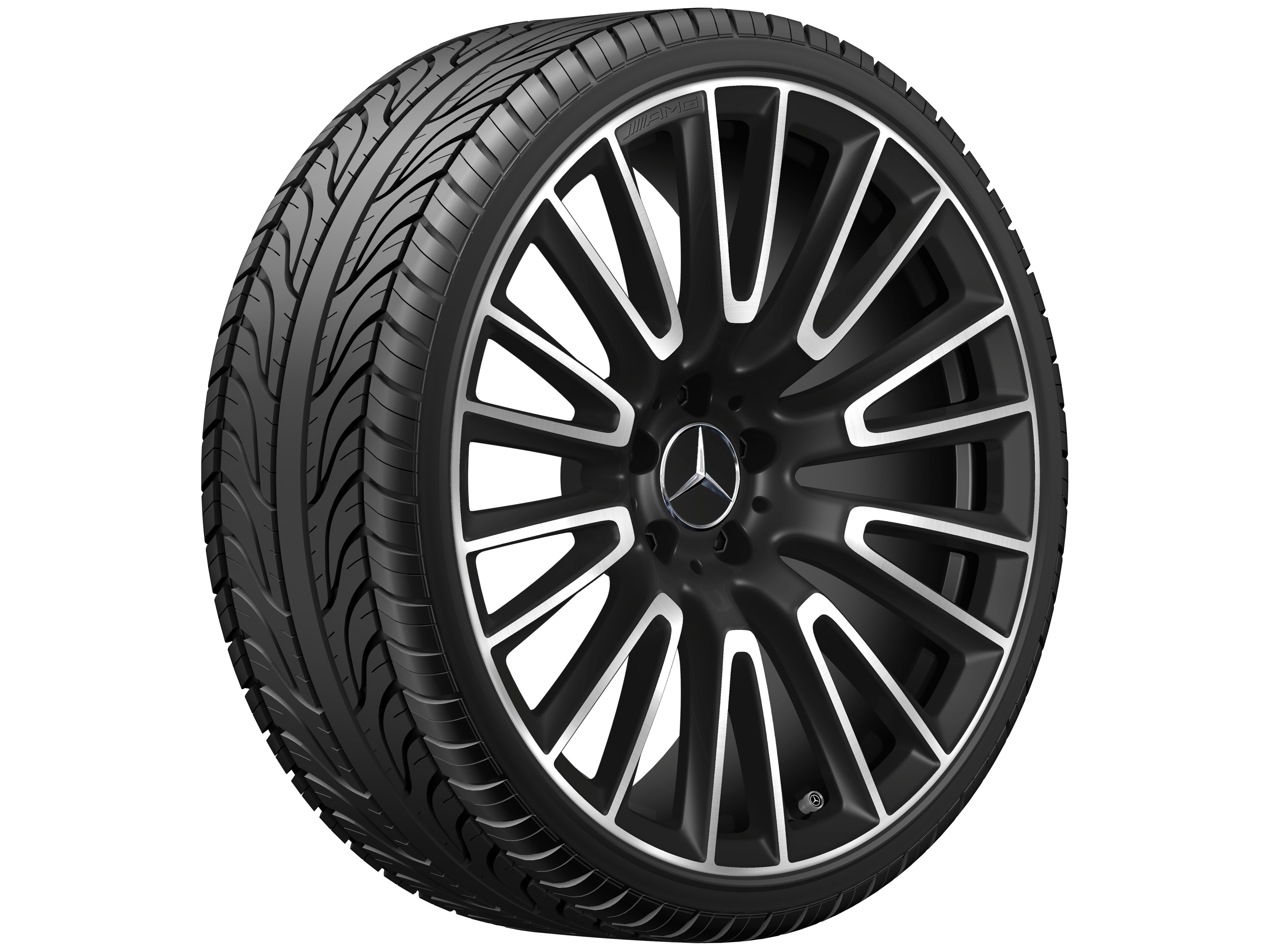 AMG light-alloy wheel, in 10-twin-spoke design, 50.8 cm (20-inch) - 10,5 J x 20 ET 43, matt black, high-sheen