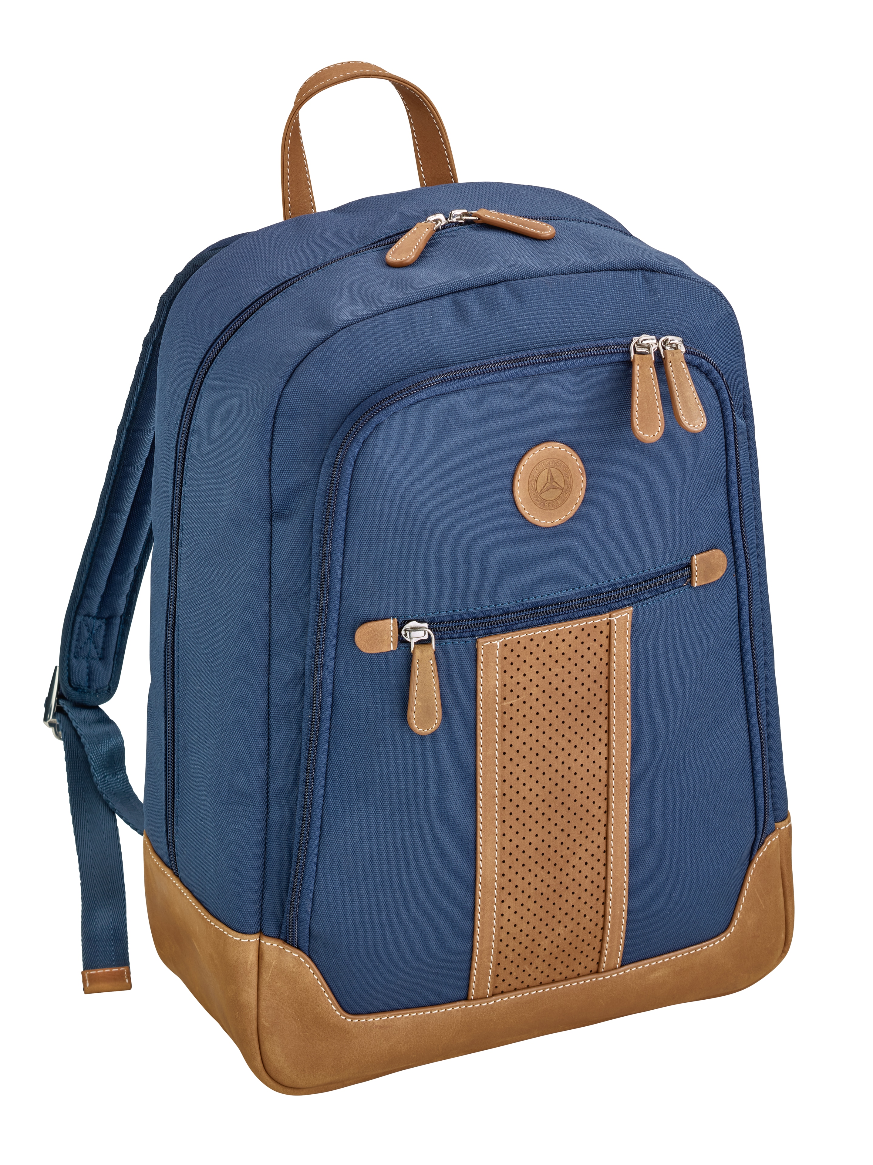 Rucksack - blue / cognac, Polyester (recycled)
