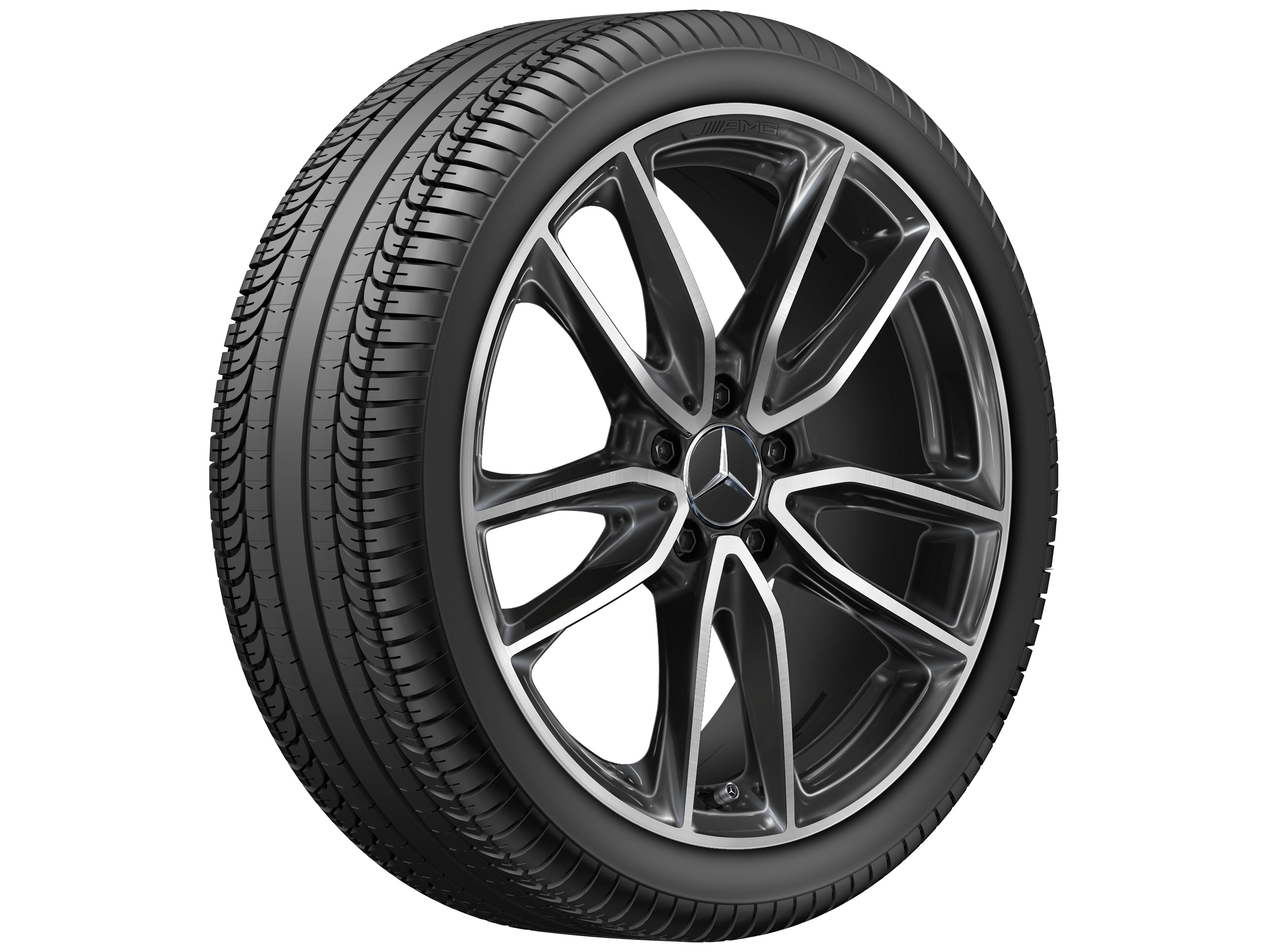 AMG 5-twin-spoke wheel, 48.3 cm (19-inch) - 7,5 J x 19 ET 49, black, high-sheen