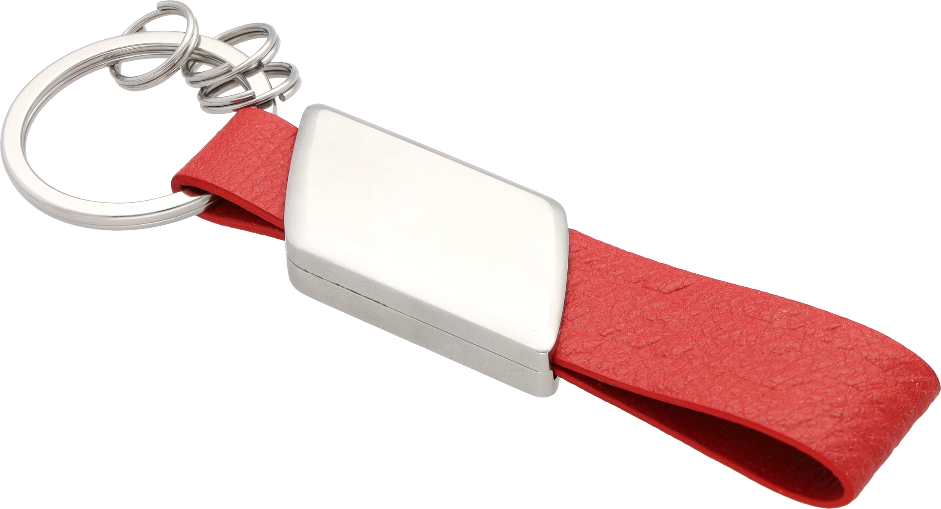 AMG key ring - red / silver-coloured, Stainless steel / Apple leather (vegan)