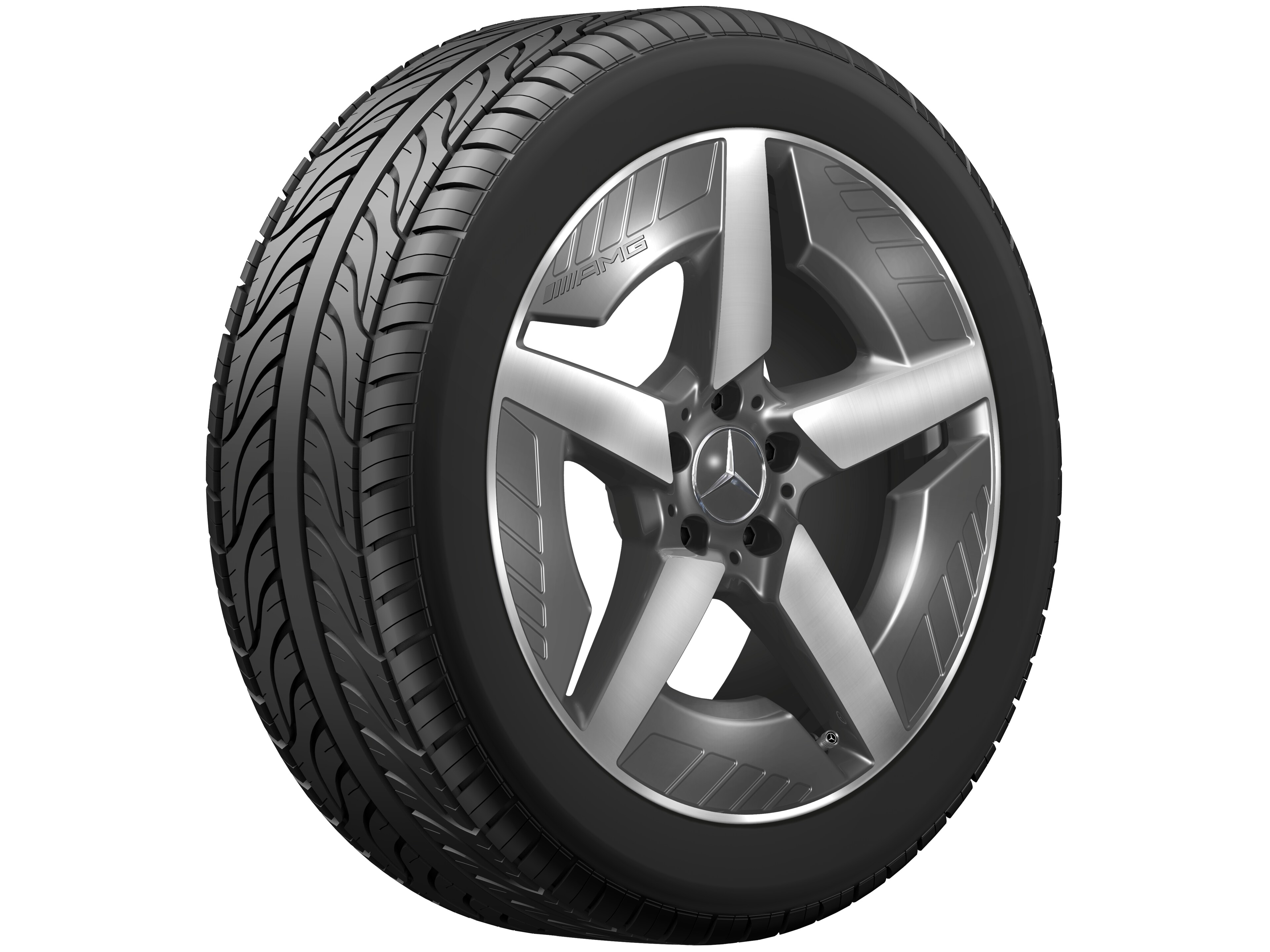 AMG light-alloy wheel, in 5-spoke design, 48.3 cm (19-inch), High-sheen finish - 9 J x 19 ET 58,7, tantalite grey, high-sheen
