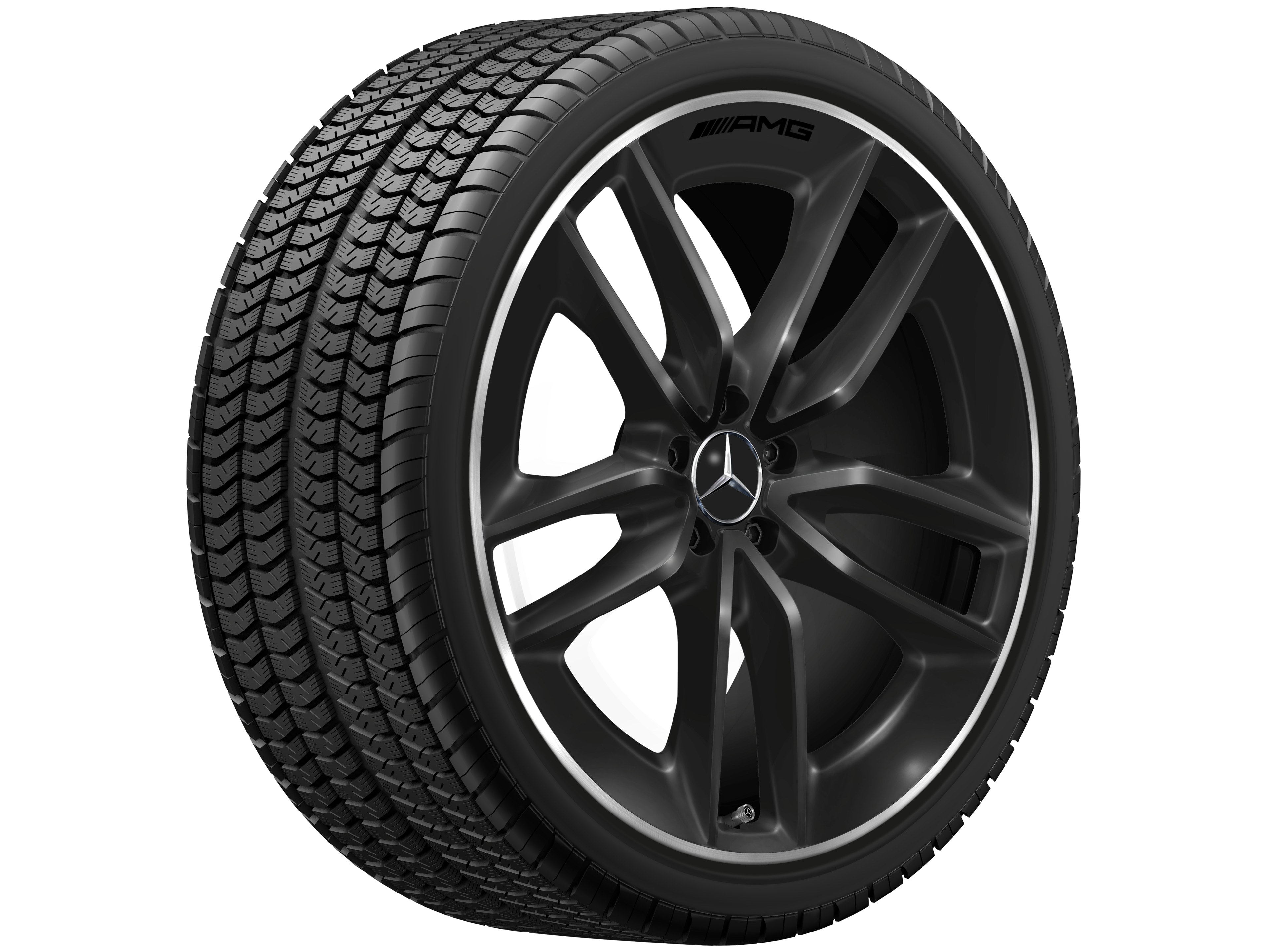 AMG 5-twin-spoke wheel, 55.9 cm (22-inch), High-sheen rim flange - 10 J x 22 ET 56,1, black, high-sheen rim flange