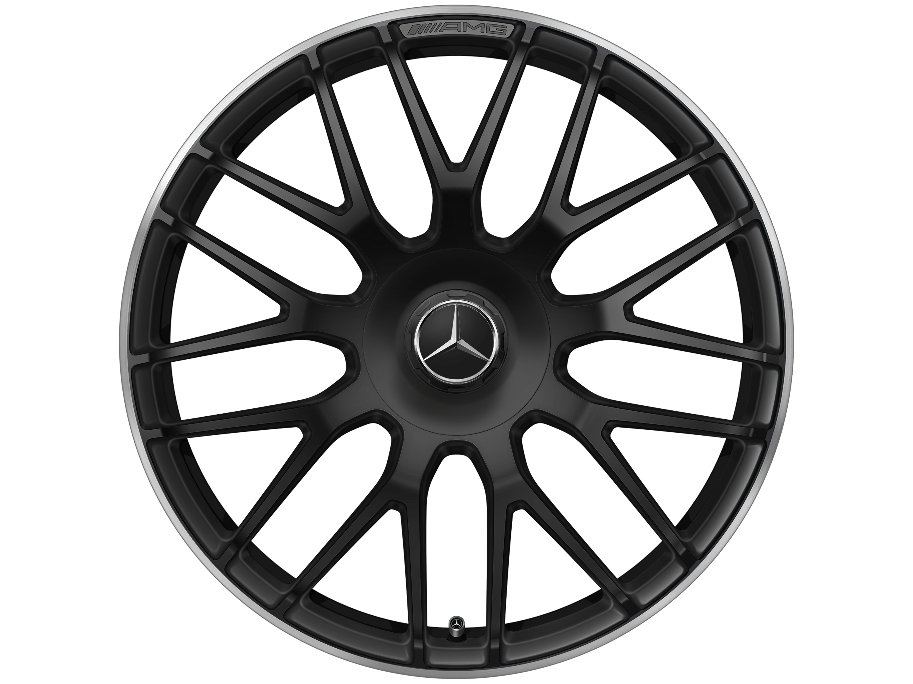 AMG forged wheel in cross-spoke design, 48.3 cm (19-inch), High-sheen rim flange - 8,5 J x 19 ET 38, matt black, high-sheen rim flange