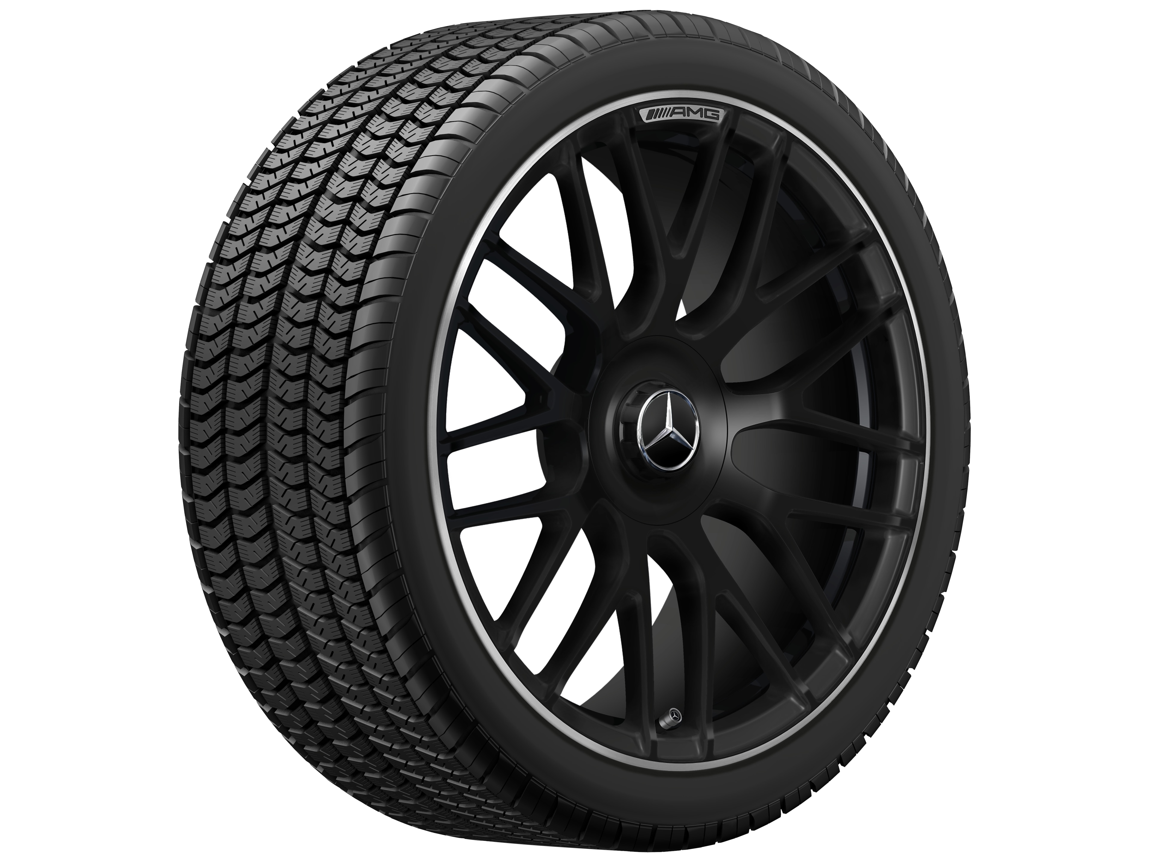 AMG forged wheel in cross-spoke design, 48.3 cm (19-inch), High-sheen rim flange - 8,5 J x 19 ET 38, matt black, high-sheen rim flange