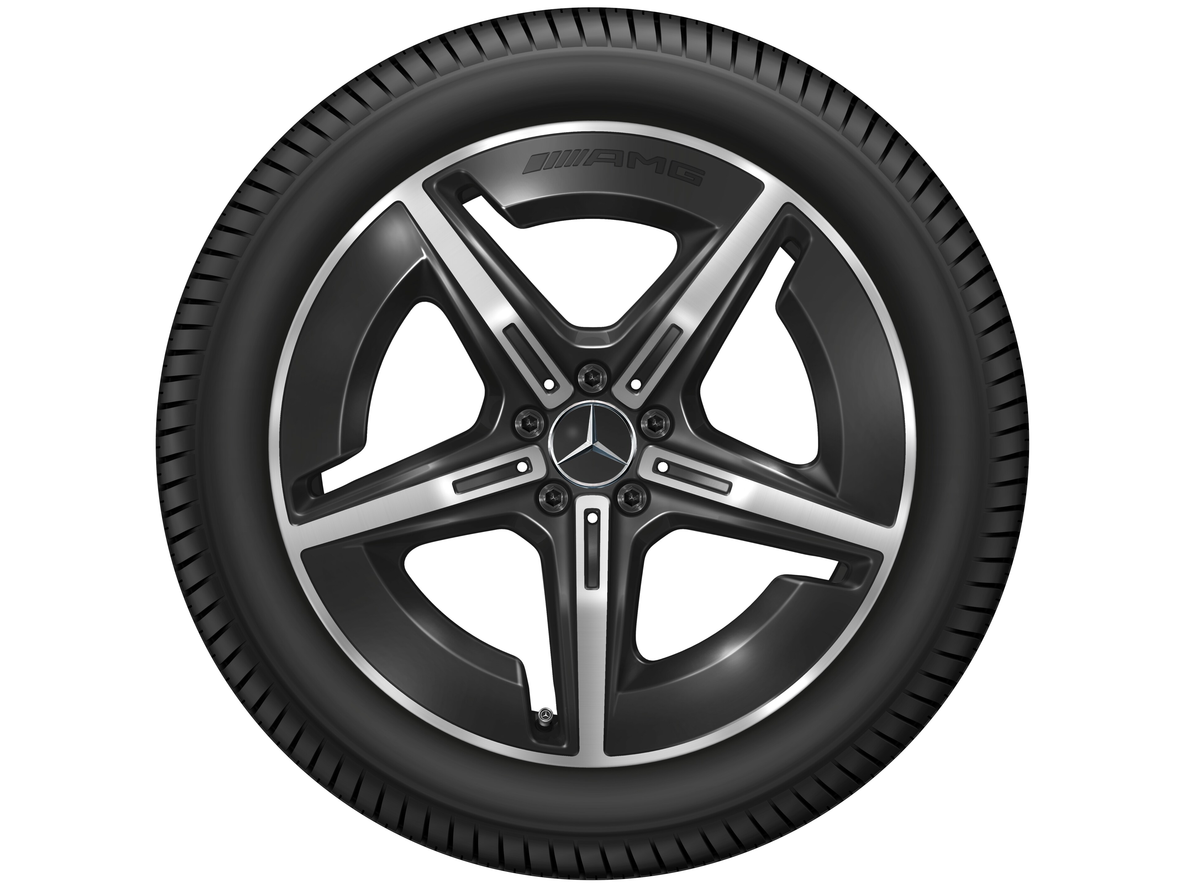 AMG light-alloy wheel, in 5-spoke design, 50.8 cm (20-inch), aerodynamically optimized - 8 J x 20 ET 32,7, black, high-sheen