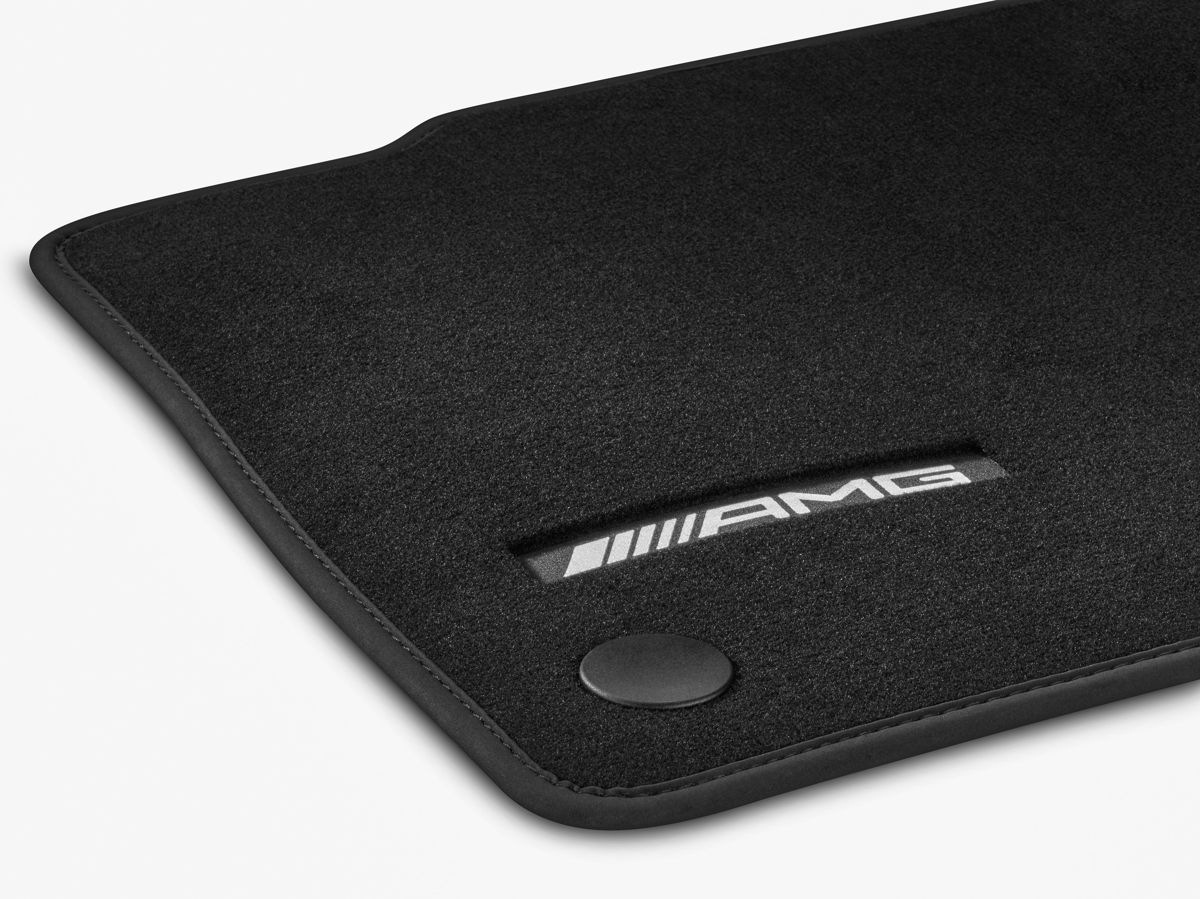 AMG velour floor mats, Set, Set of 4 - RHD, black, Black edging