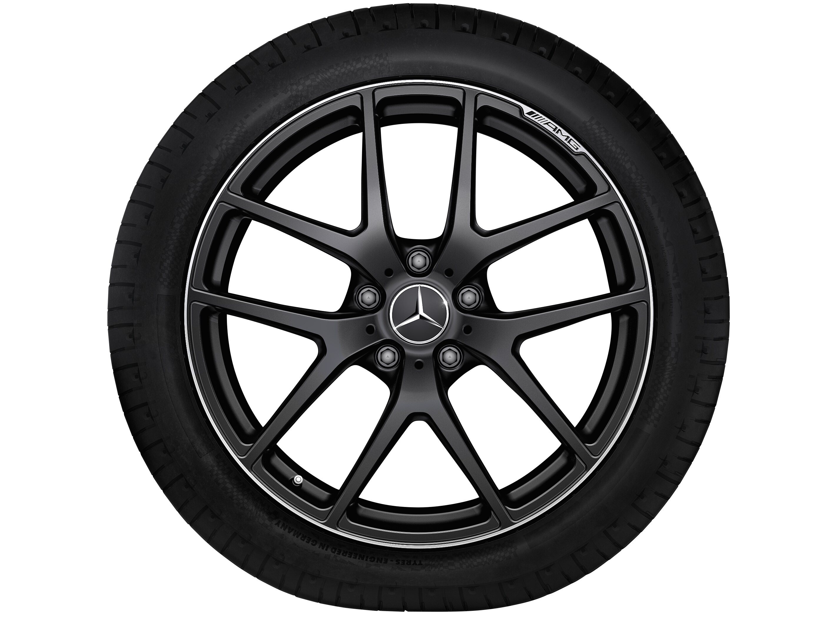 AMG forged wheel in 5-twin-spoke design, 53.3 cm (21-inch), High-sheen rim flange - 10 J x 21 ET 45, matt black, high-sheen rim flange