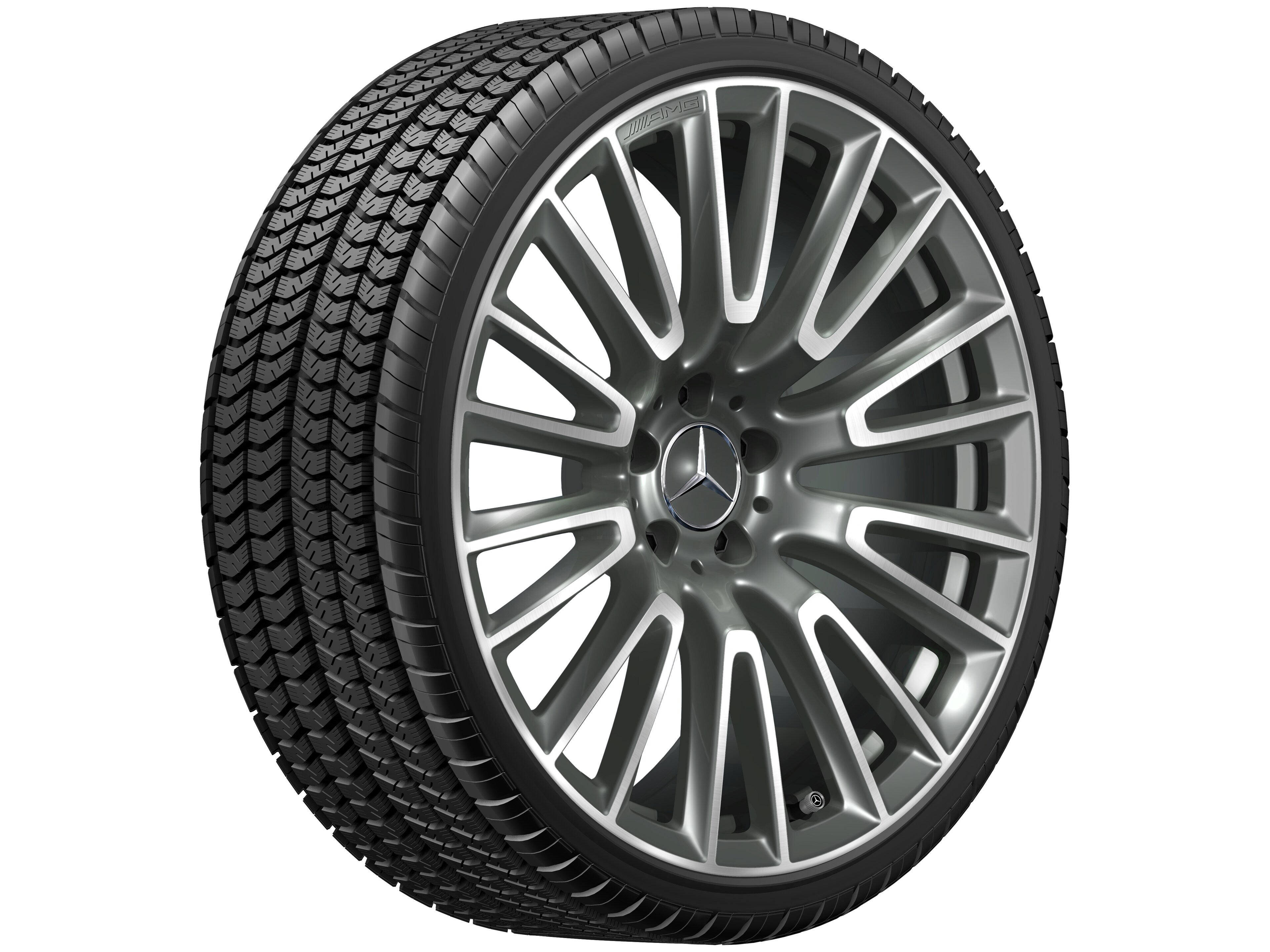 AMG light-alloy wheel, in 10-twin-spoke design, 50.8 cm (20-inch) - 10,5 J x 20 ET 43, himalaya grey, high-sheen