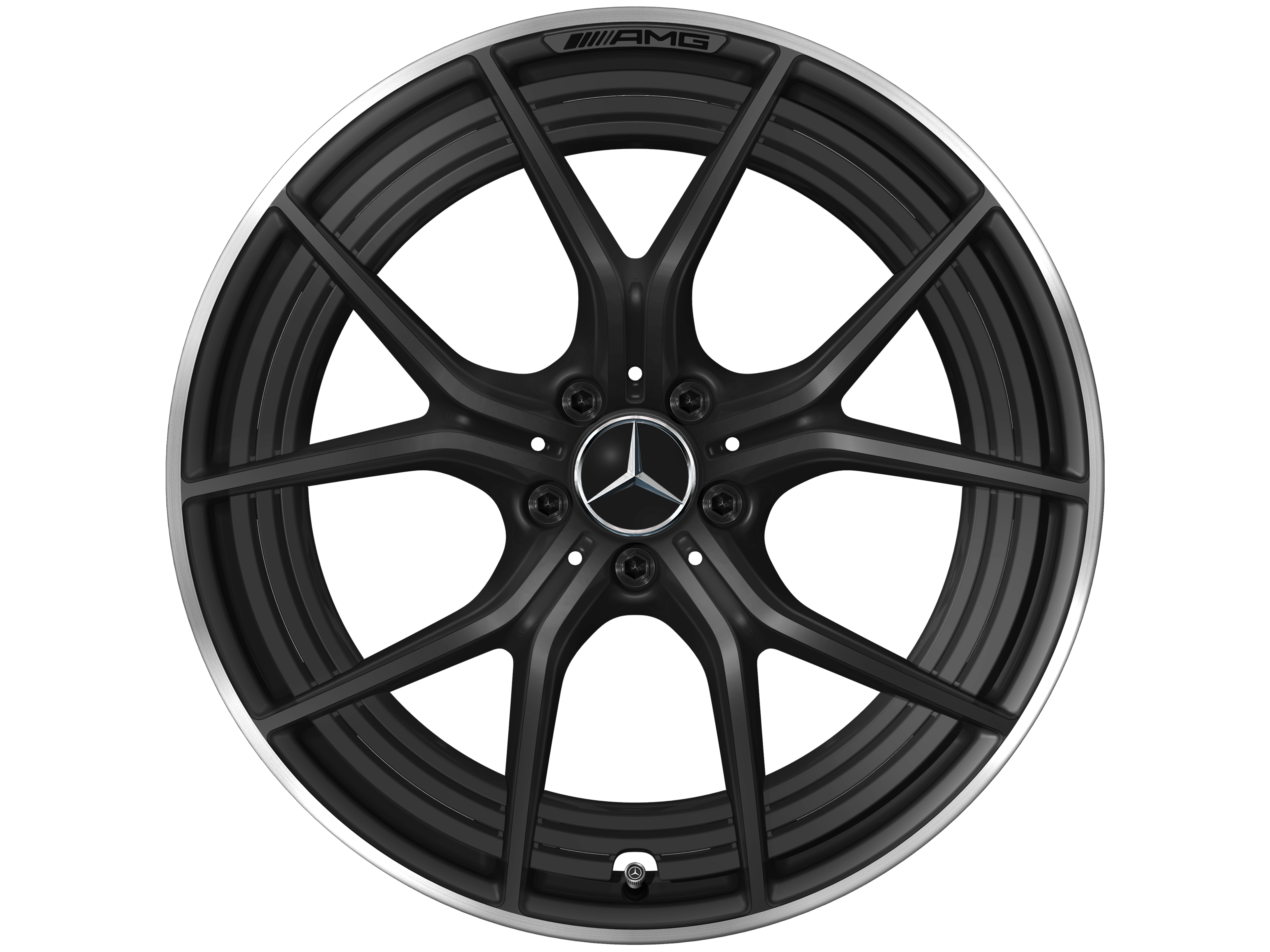 AMG forged wheel in cross-spoke design, 53.3 cm (21-inch), High-sheen rim flange - 11 J x 21 ET 33, matt black, high-sheen rim flange
