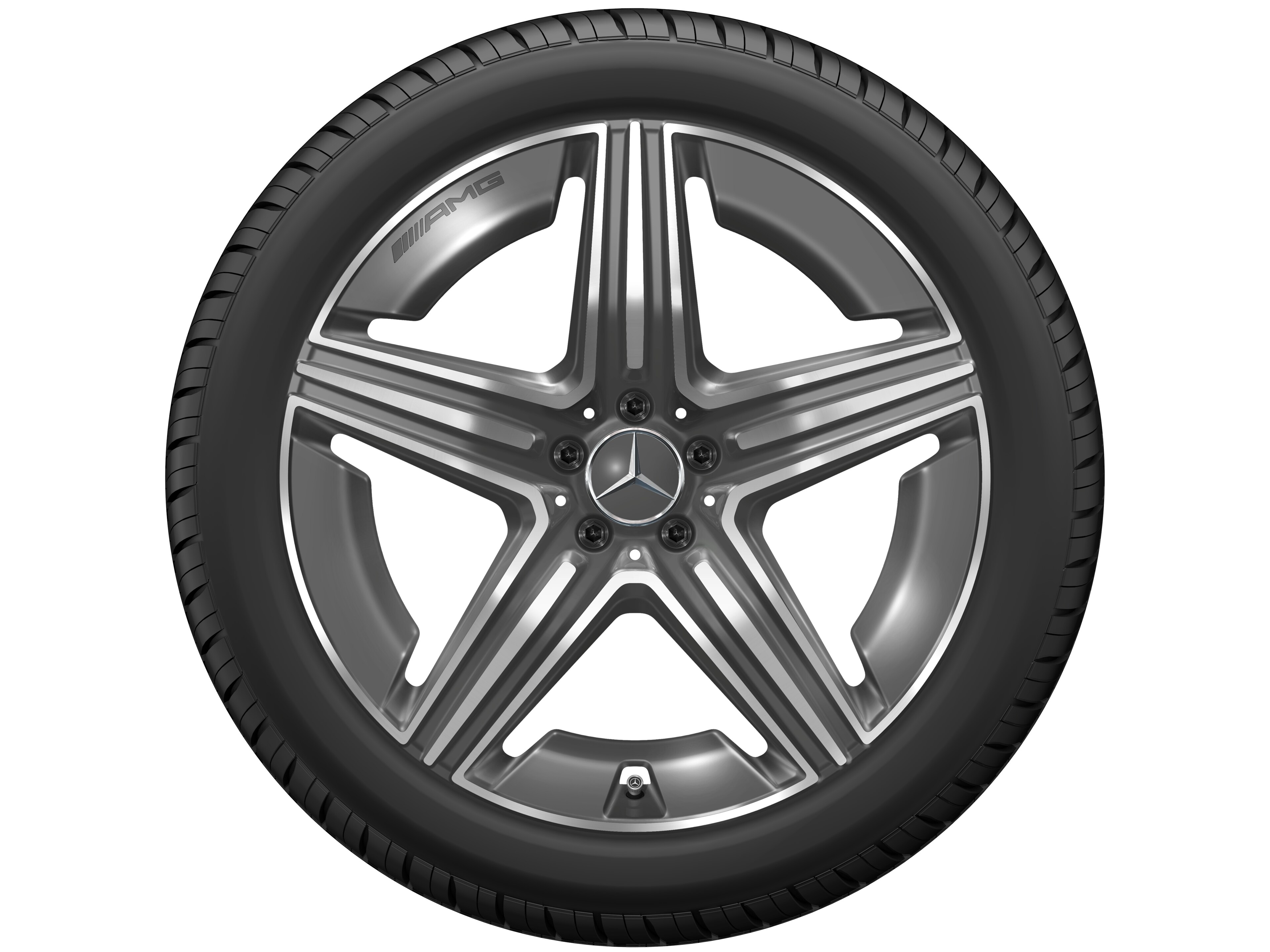 AMG 5-twin-spoke wheel, 53.3 cm (21-inch) - 11 J x 21 ET 49, tantalite grey, high-sheen
